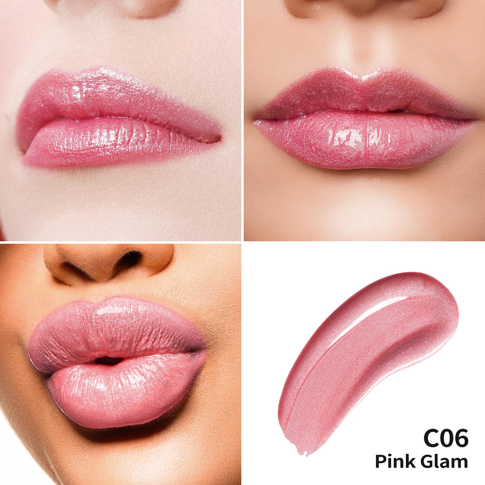 Oulac Pink Lip Gloss High-Shine Moisturizing Lip Gloss Oil Colorful Shade Liquid Lipstick Non-Stick Cup Glitter Lipstick Lip Tin
