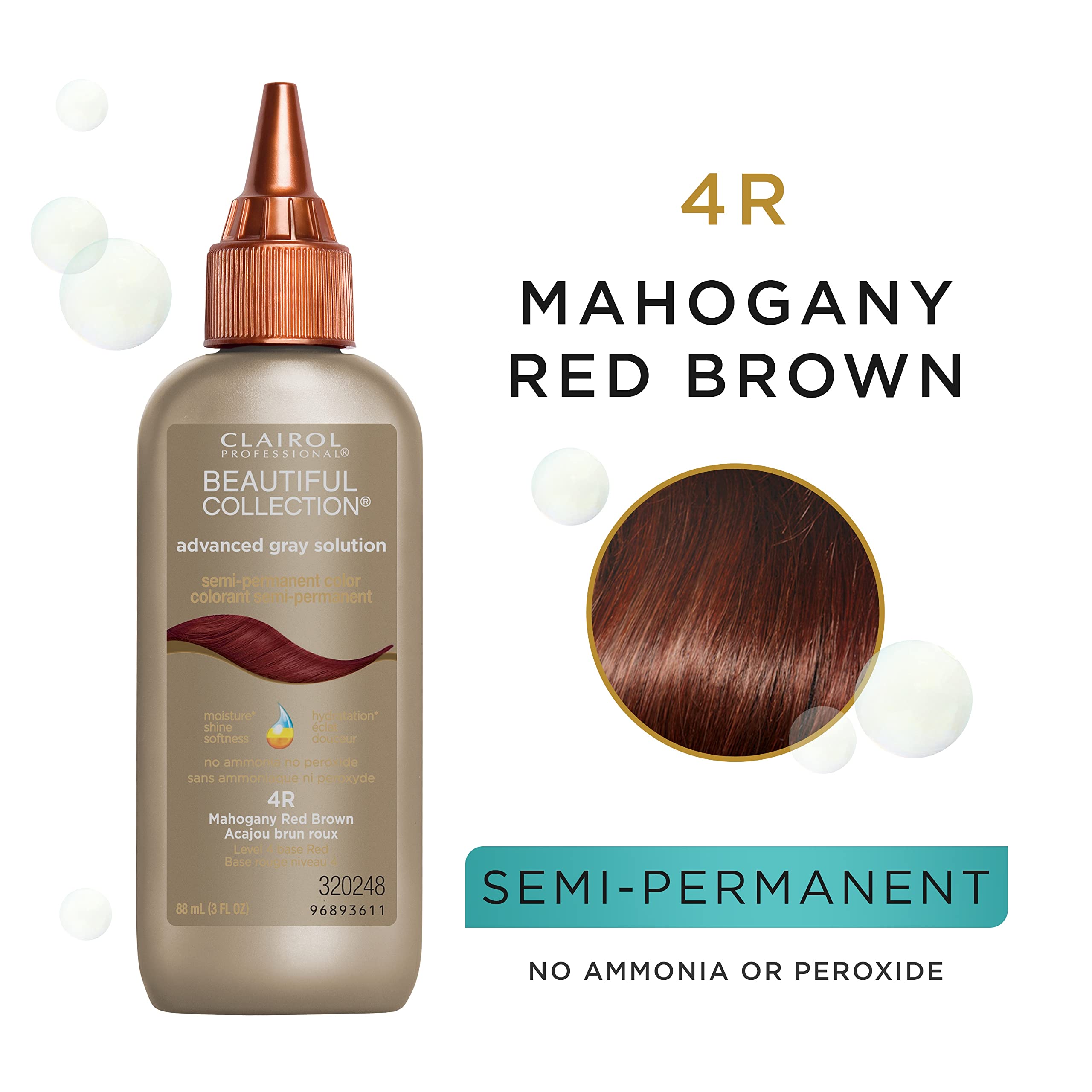 Clairol Professional Beautiful Advanced Gray Solutions 4r Mahogany Red Brown, 3 oz