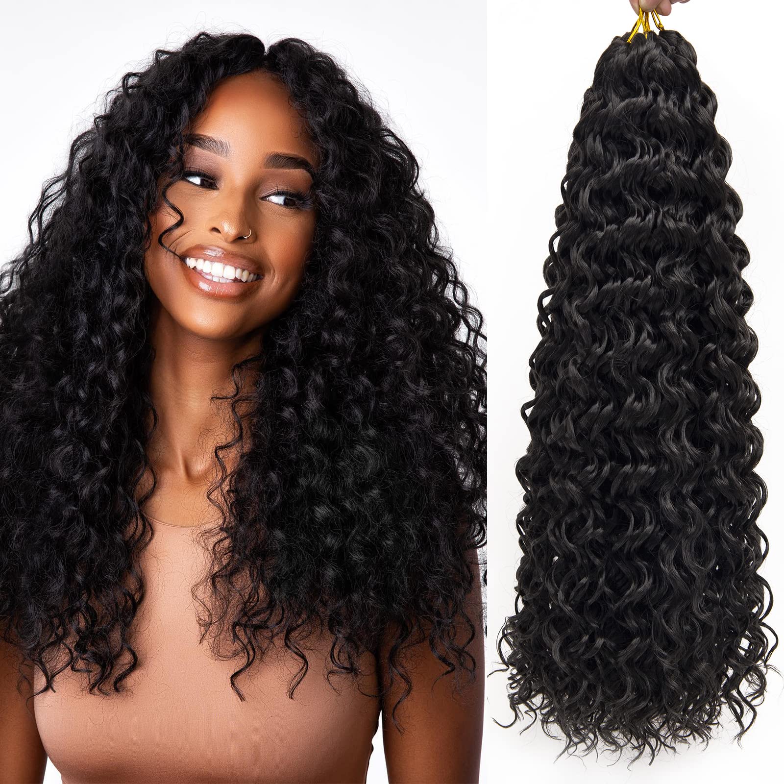 Gogo Curl Curly Crochet Hair For Women Water Wave Crochet Hair Deep Wave Braiding Hair Bohemian Crochet Braids Synthetic Hair Ex