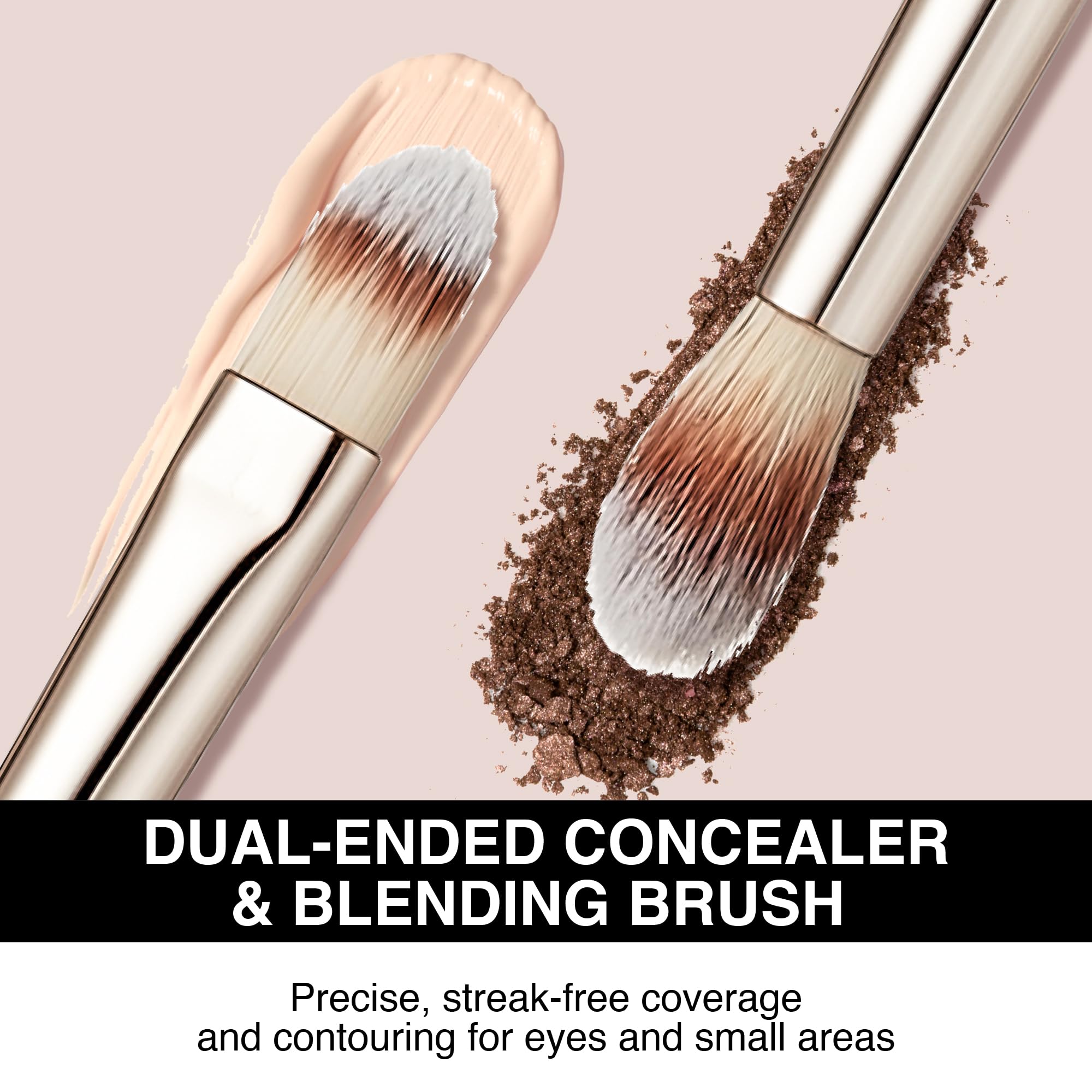 Kiss New York Professional Dual Ended Concealer & Blending Brush, Flat Concealer Brush For Imperfection & Even Coverage, Small A
