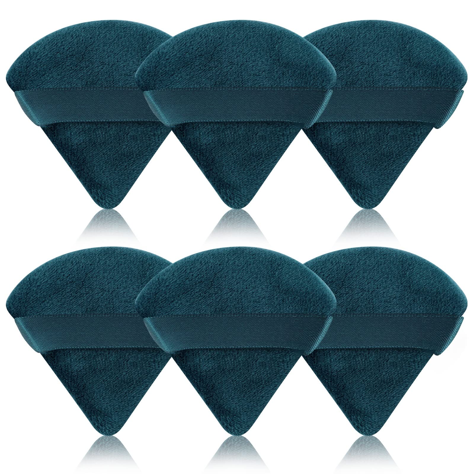 Pimoys 6 Pieces Powder Puff Face Soft Triangle Makeup Puff for Loose Powder Body Powder, Cosmetic Foundation Sponge Velour Setti