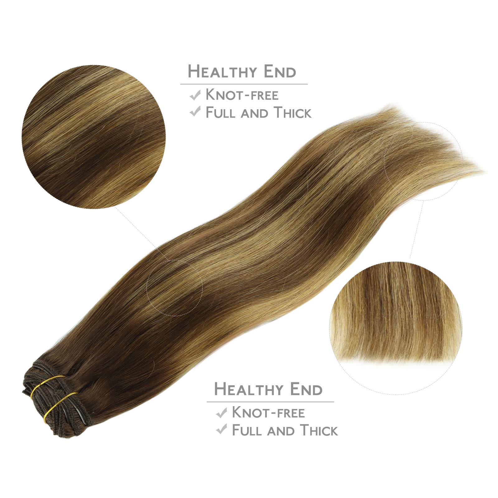 Wennalife Clip In Hair Extensions, 22 Inch 120G 7Pcs Balayage Chocolate Brown To Caramel Blonde Hair Extensions Clip In Human Ha