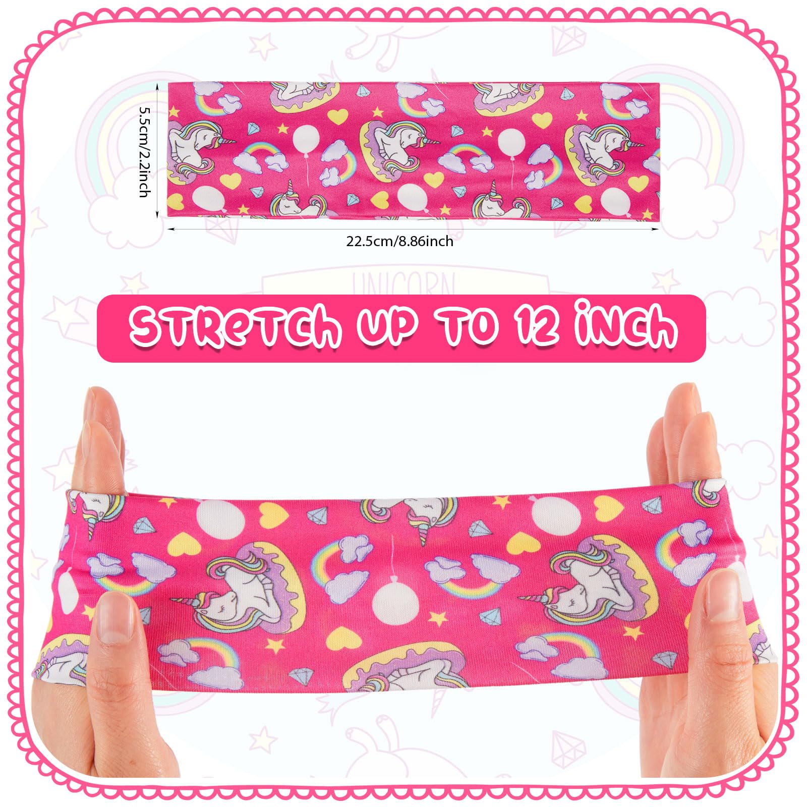 Juexica 12 Pieces Wide Headbands for Girls Cute Elastic Butterfly Unicorn Tie Dye Floral Hair Bands No Slip Soft Heart Stretch H