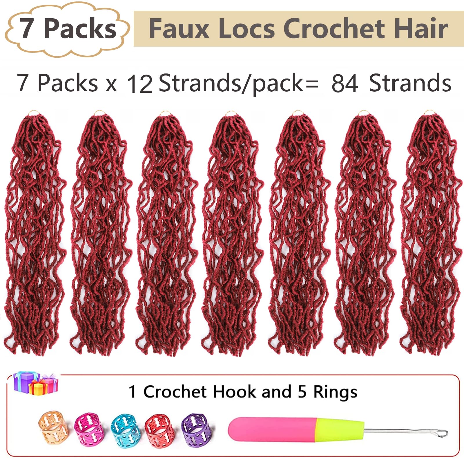 Faux Locs Crochet Hair Soft Locs 26 Inch 7 Packs Long Black Crochet Locs Natural Locs Crochet Hair For Women Synthetic Pre Loope