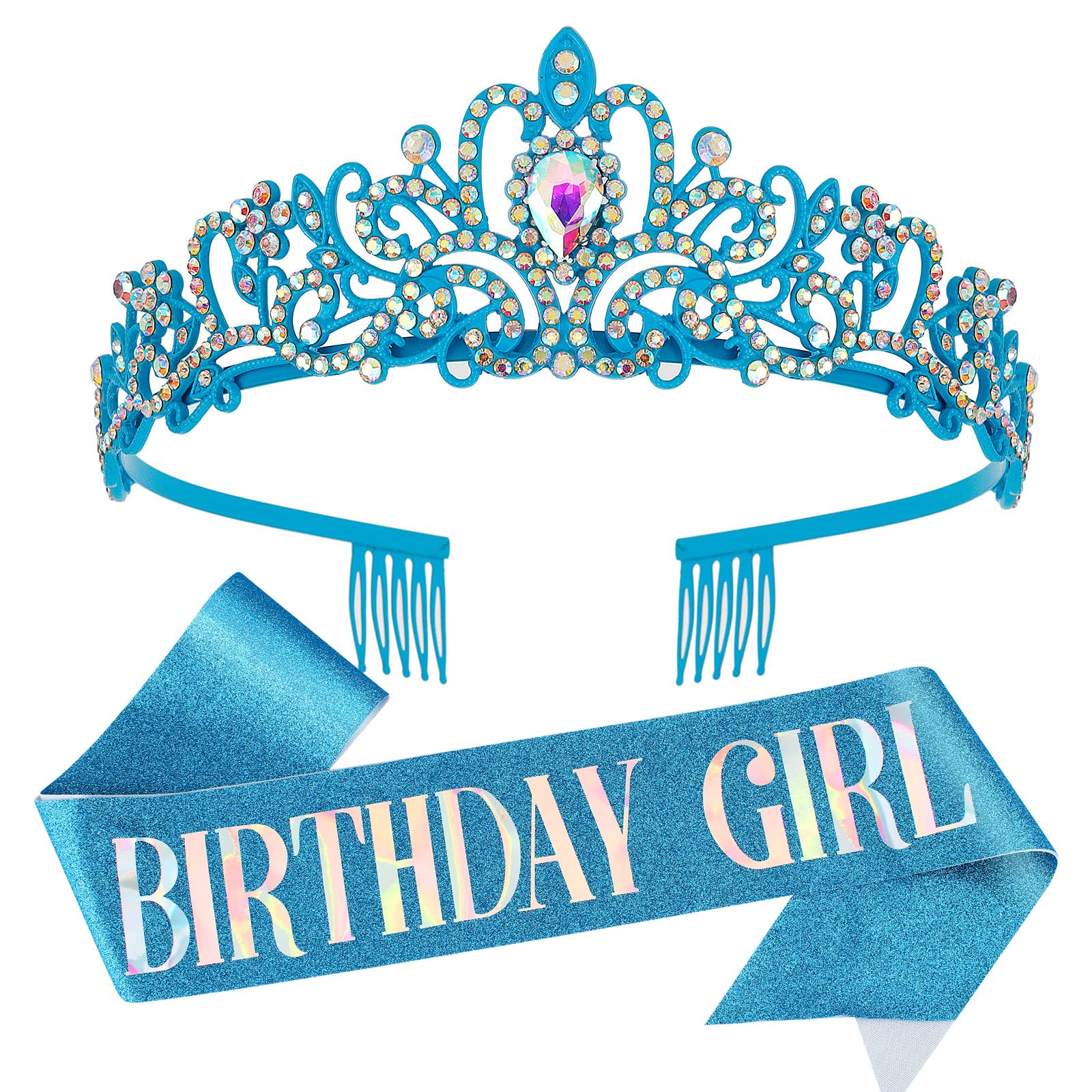 ''Birthday Girl '' Sash & Rhinestone Tiara Set COCIDE Birthday Sash and Tiara for Women Birthday Decoration Kit Rhinestone Head