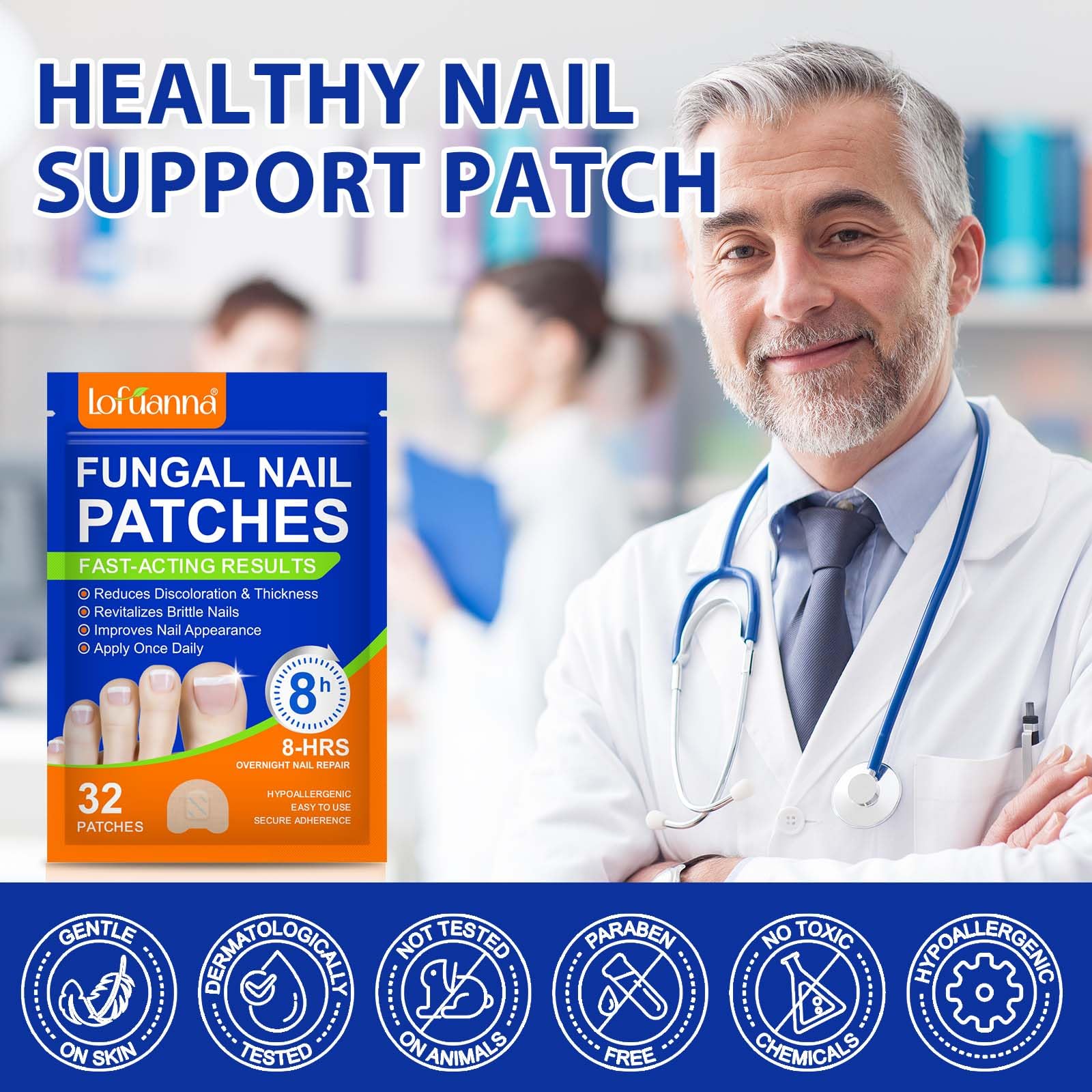 Nail Care Extra Strength - 32 Pcs Nighttime Nail Patches, Overnight Toe Nail Care for a Healthy Appearance, 8-Hour Moisturizing