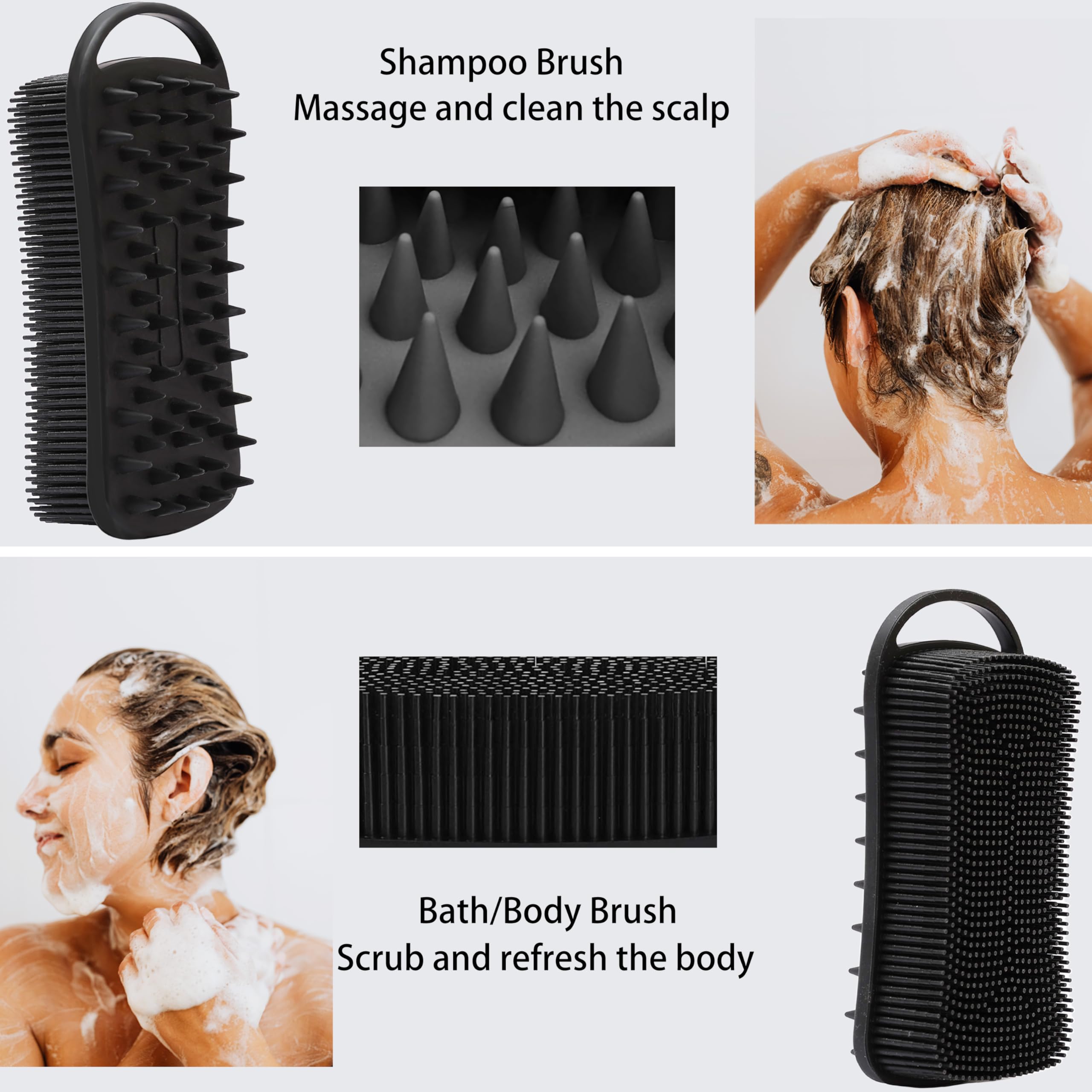 2 Pc Silicone Exfoliating Body Scrubber, 2 In 1 Silicone Body Shampoo Brush, Soft Silicone Loofah For Sensitive Skin, Shower Sil