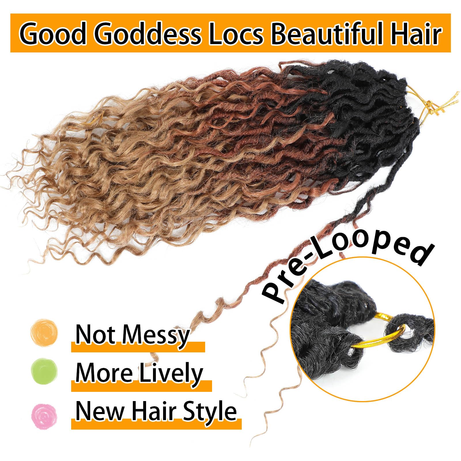 Col Bling Ombre Goddess Locs Crochet Hair 14 Inch 8 Packs Faux Locs Crochet Hair For Women 3 Tone Boho River Locs Crochet Hair W