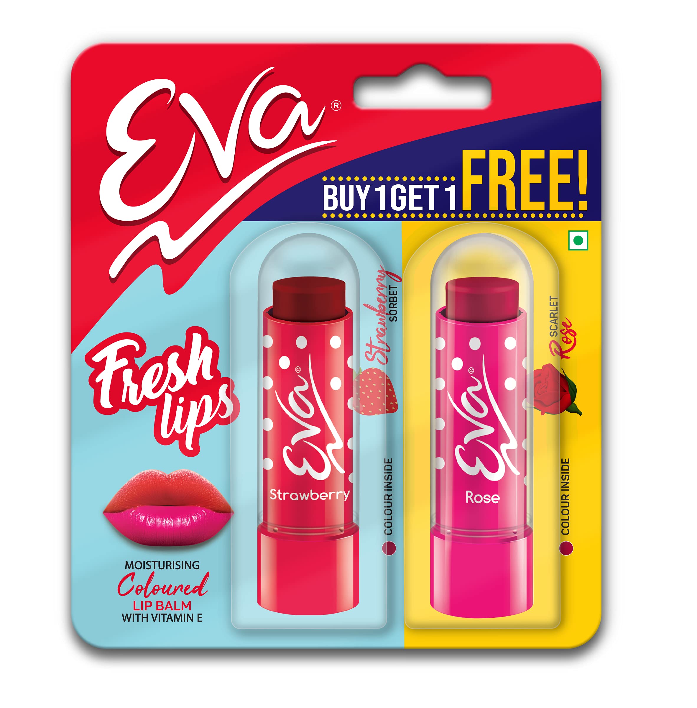 Eva Fresh Lips 4.5 Gram 1+1 (Strawberry + Rose)