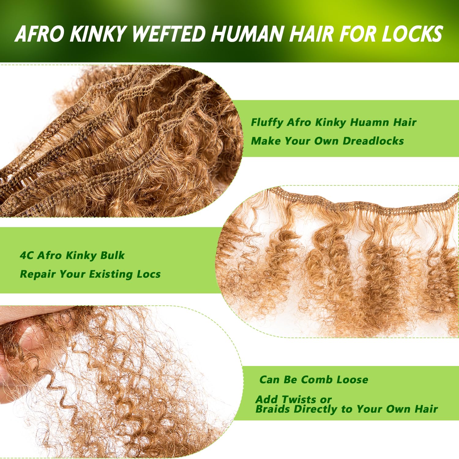 Teresa Afro Kinky Human Hair For Dreadlocks Extensions,Loc Repair, Ideal For Making Locs,Repair Extensions,Human Los Extensions,