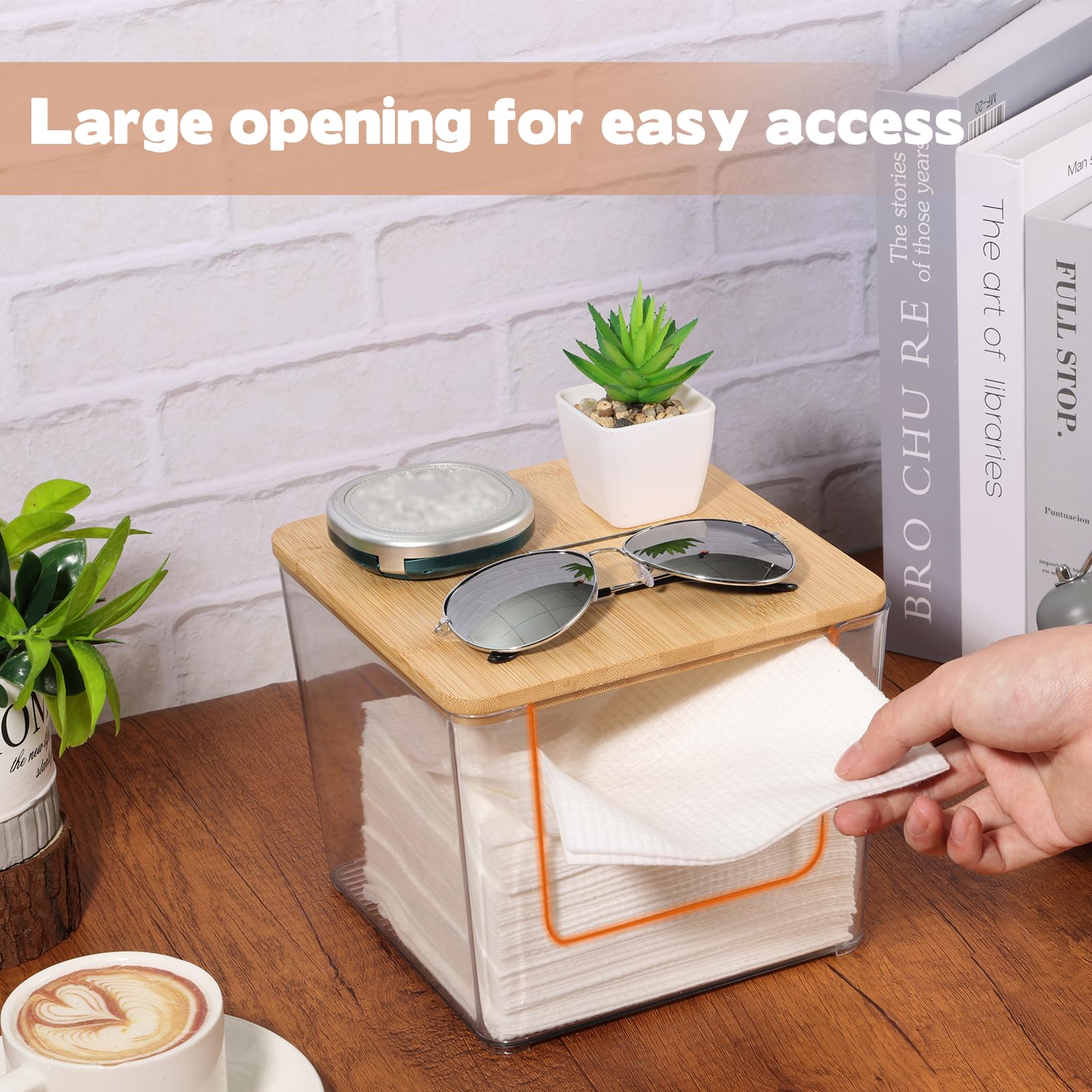 Rainmae Disposable Face Towel Holder, Acrylic Facial Towels Storage Box for XL Clean Skin Club, Upgrade Large Tissue Holder with
