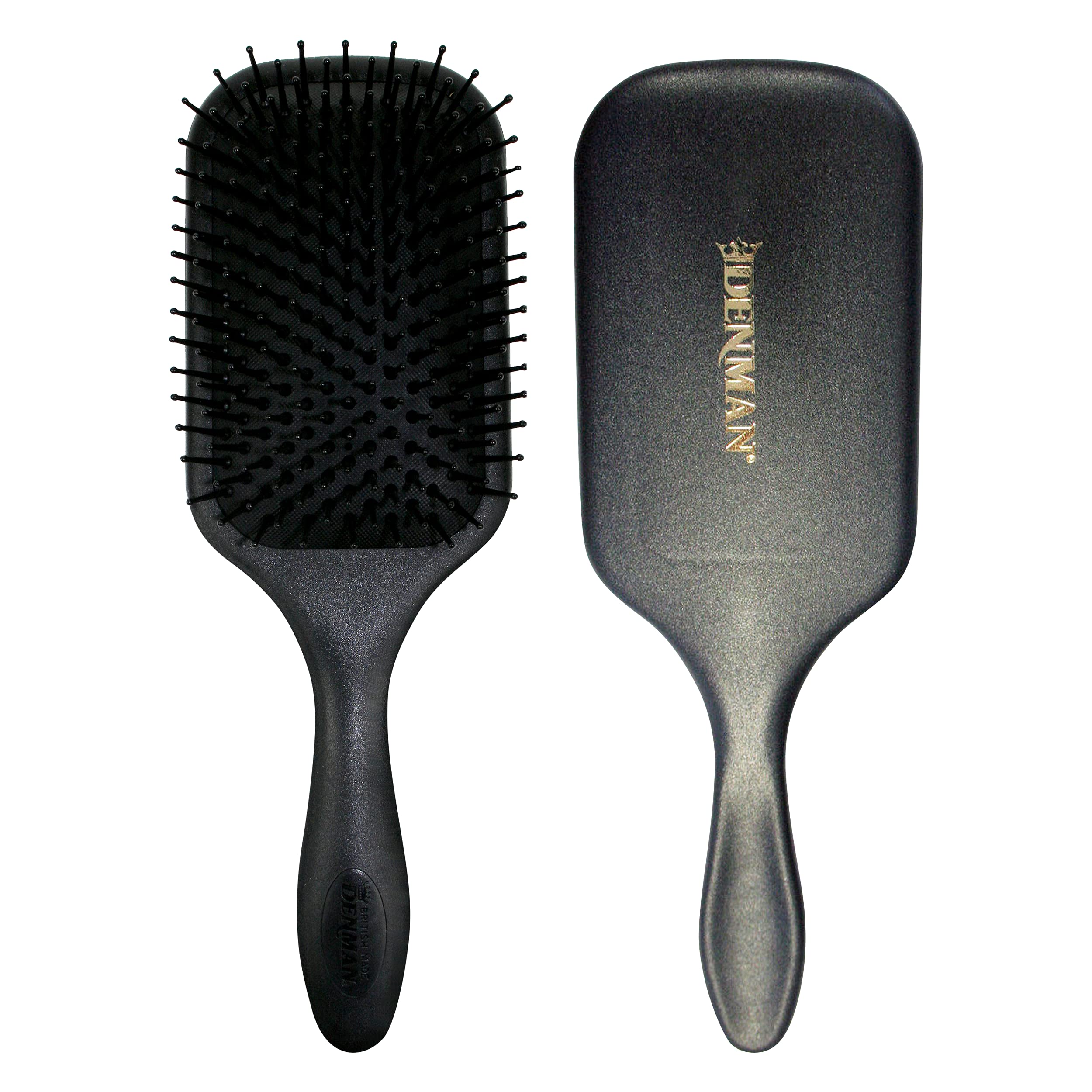 Denman (Black) Large Paddle cushion Hair Brush for Blow Drying & Detangling - comfortable Styling, Straightening & Smoothing - F