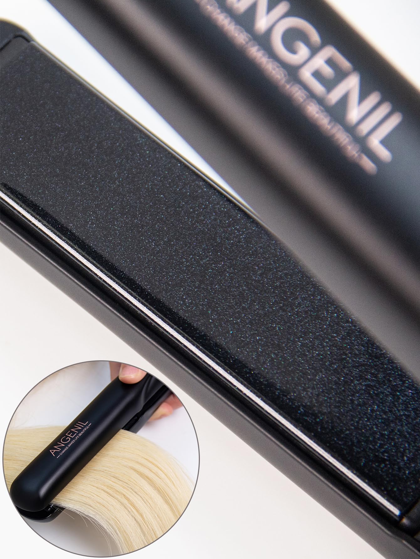 ANGENIL Argan Oil Flat Iron Hair Straightener and Curler 2 in 1, Portable Travel Hair Straightening Curling Iron, Professional F