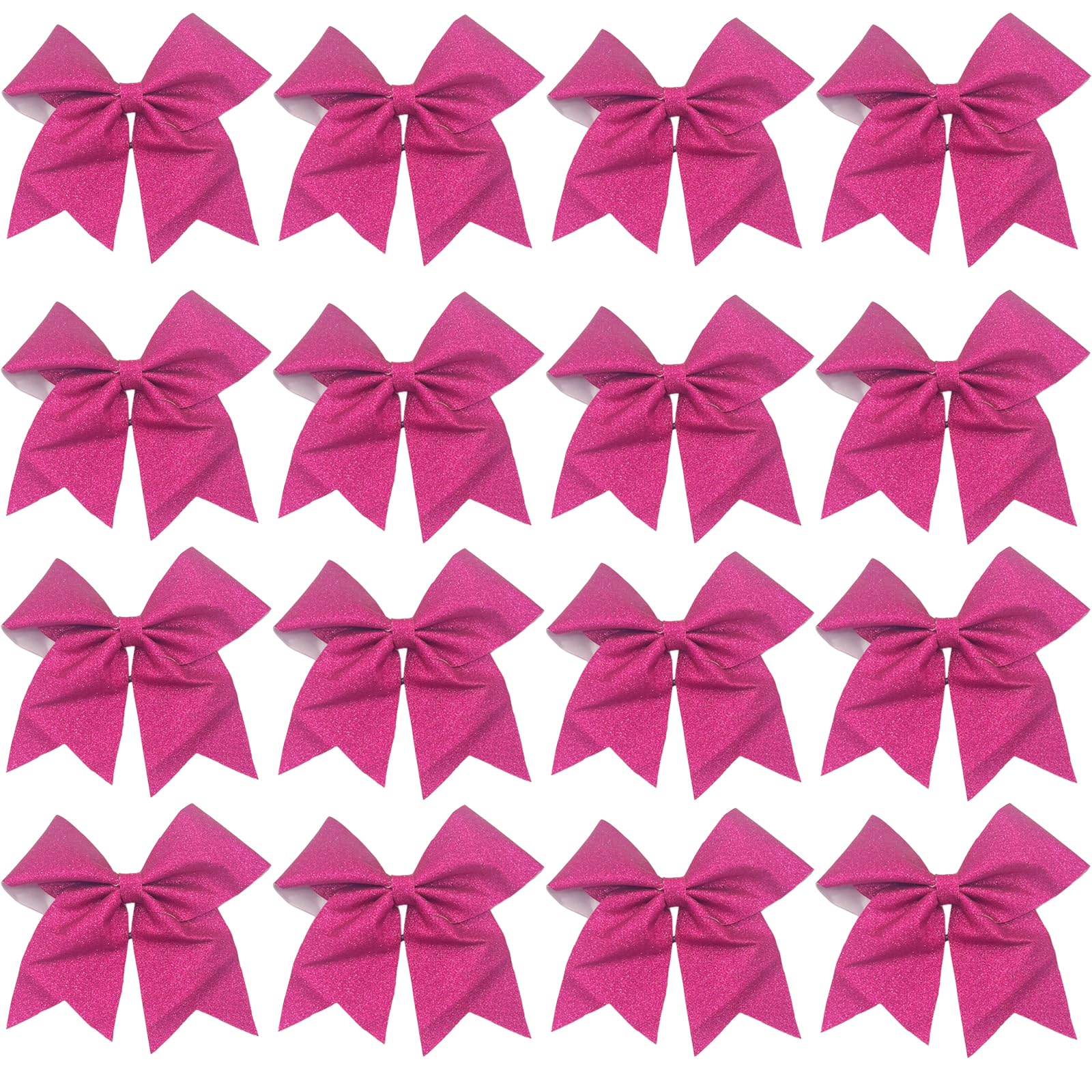 16 PCS Large Glitter Cheer Hair Bows, Shiny Cheerleading Bows Ponytail Holder for Cheerleader Girls Softball Sports and Christma