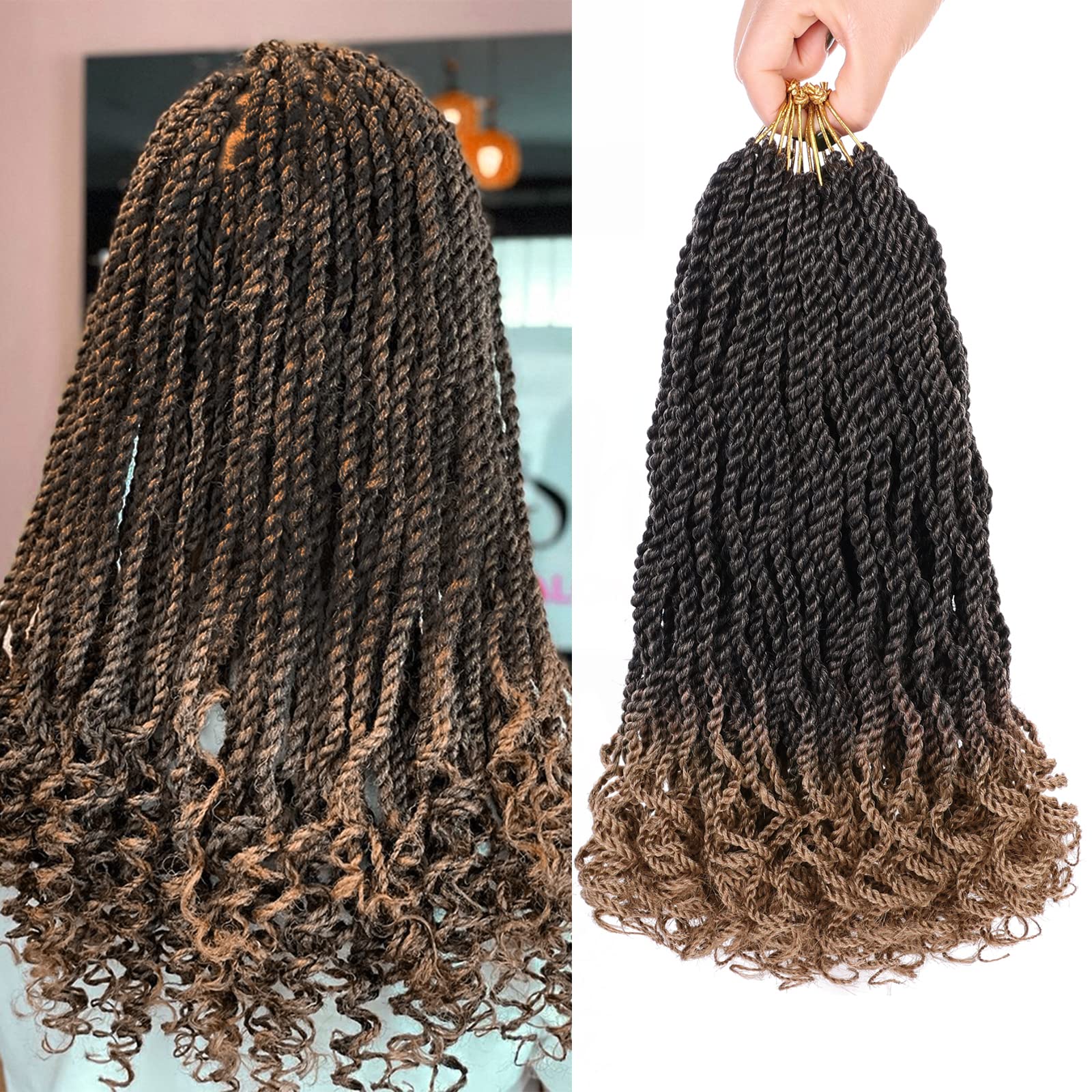 Leeven 12 Inch Senegalese Twist Crochet Hair 8 Packs Ombre Honey Blonde Short Wavy Crochet Twist Pre Looped Small Havana Twist W