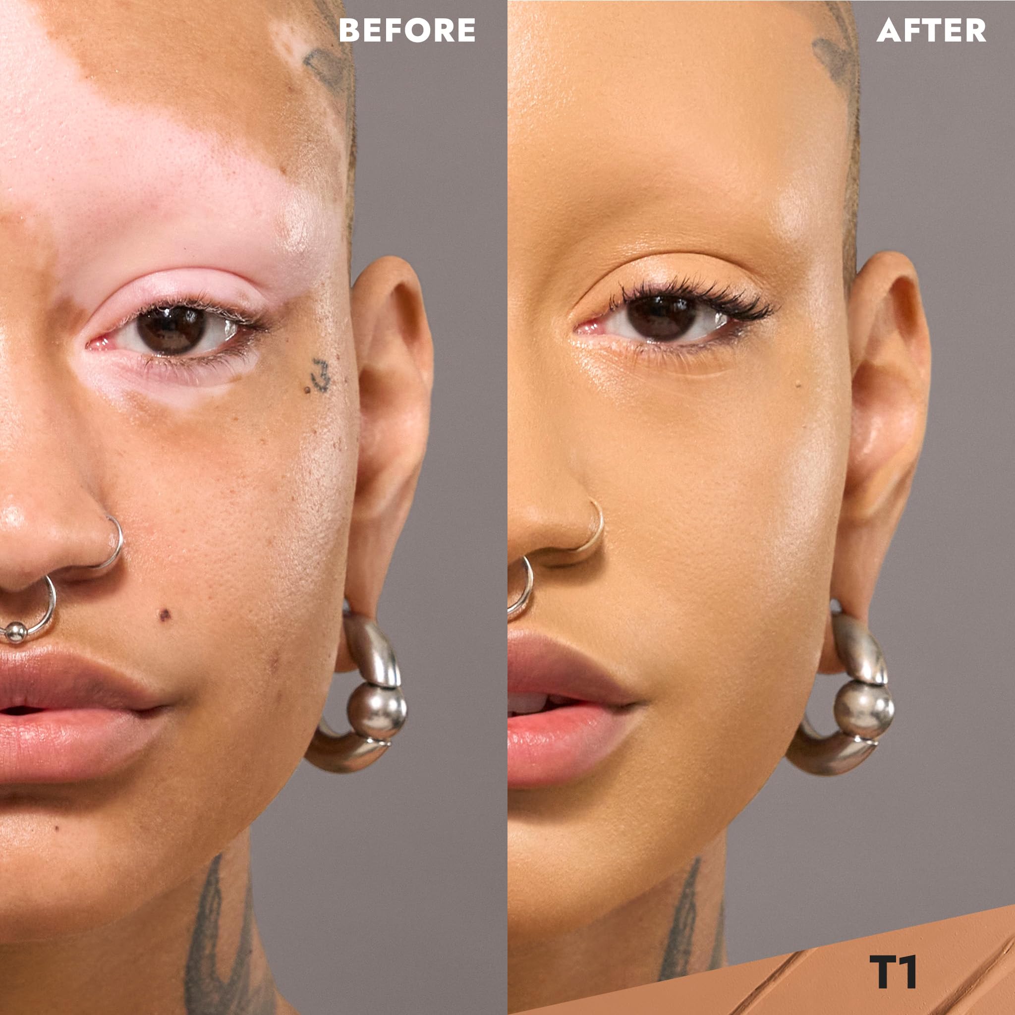 Cover FX Total Cover Cream Foundation - Buildable Coverage, Oil-Free, Sweat-Proof - 0.35 Oz - Shade T1 for Medium-Deep Skin