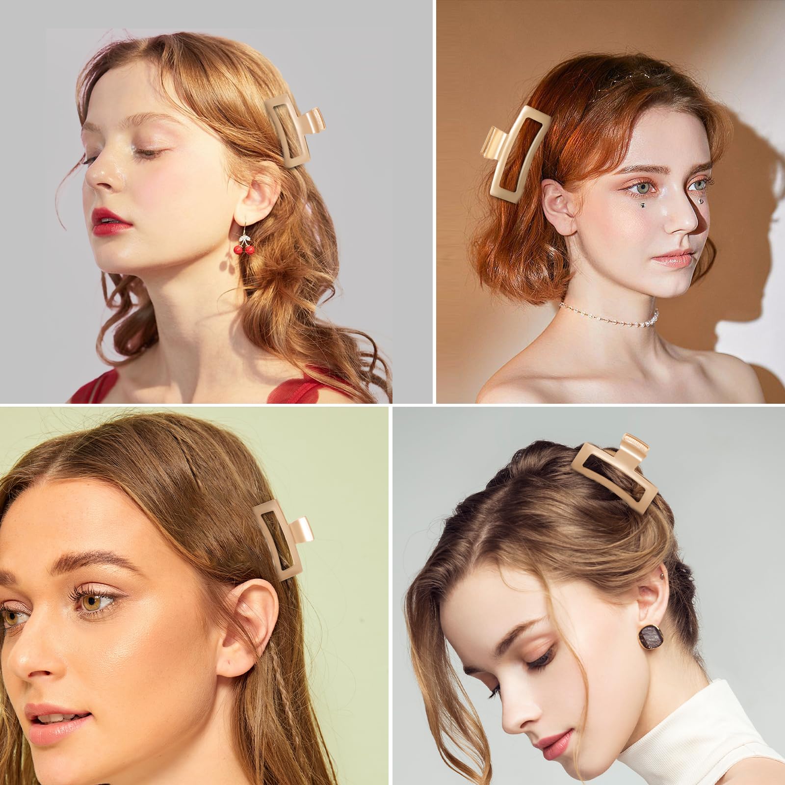 LUKACY 6 Pack Gold Hair Claw Clips, Perfect Big gold Jaw hair clamps for Women and Thinner, Thick hair styling,Strong Hold, Fash