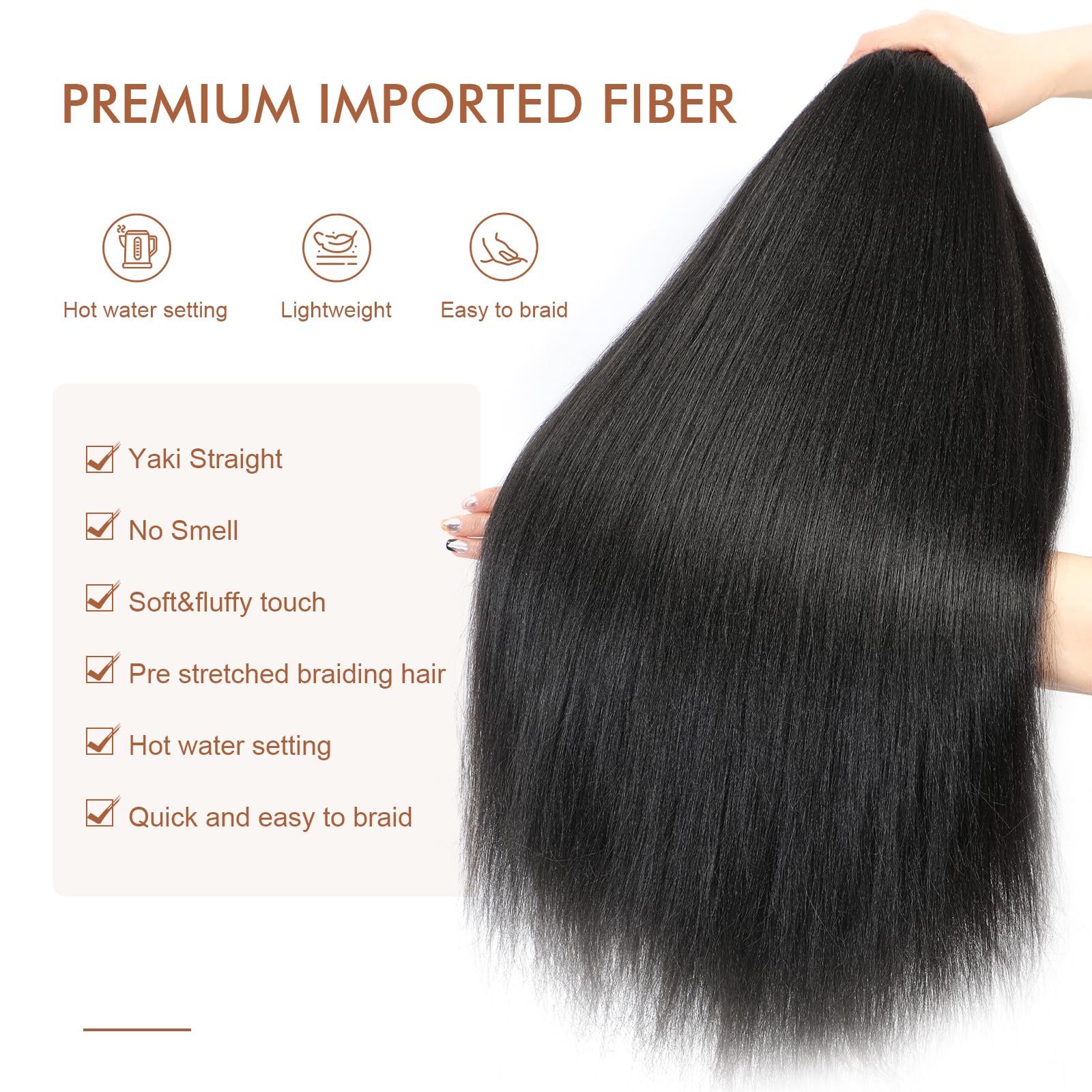 Difunee Pre-Stretched Braiding Hair - 28 Inch 8 Packs Dark Brown Super Long Braiding Hair For Twist Or Box Braids, Yaki Texture