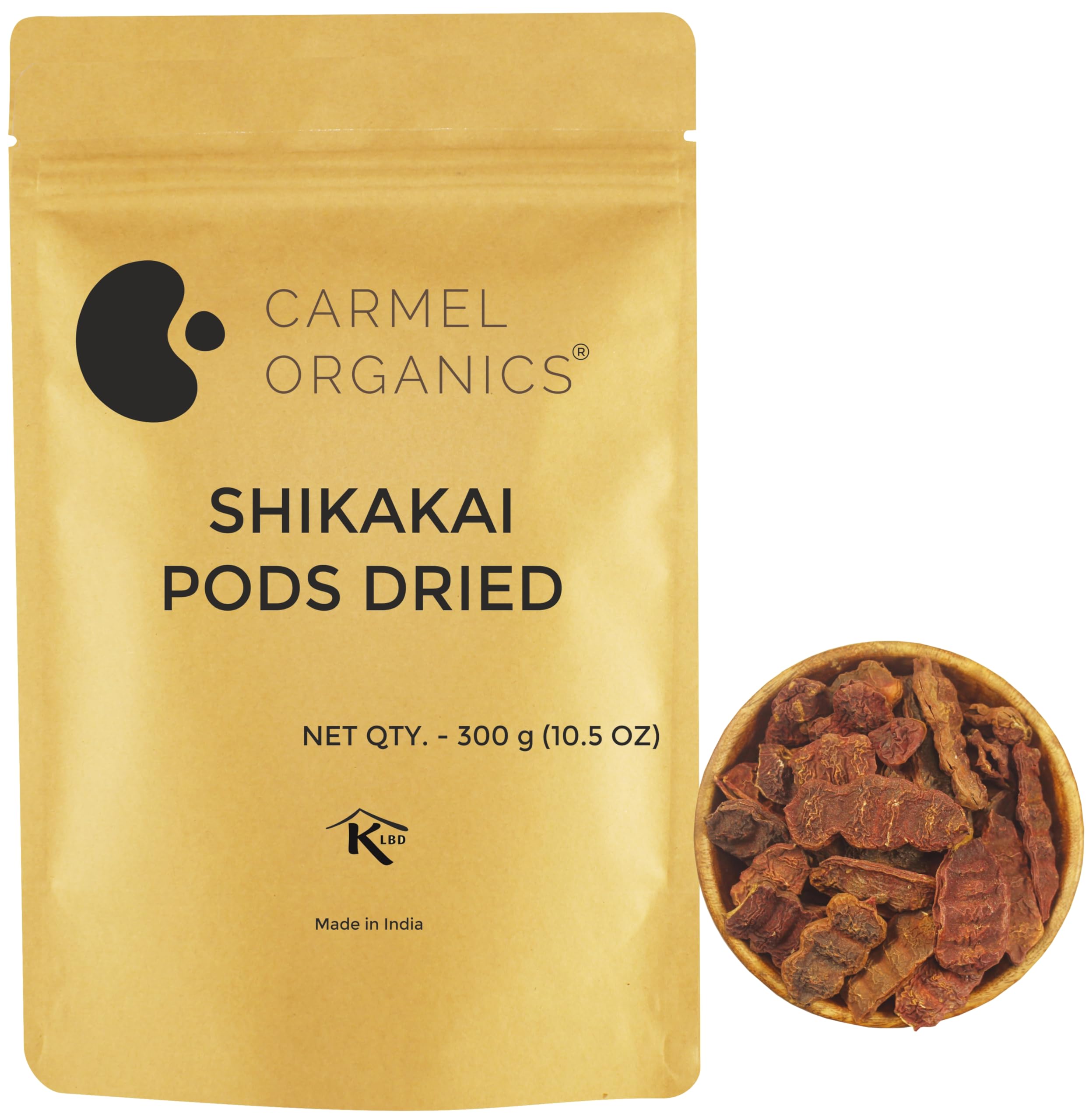 Carmel Organics Shikakai Pods Whole  300 Grams, Ayurvedic Hair Cleanser, For Healthy, Shiny Hair, 100% Pure & Raw, No Added Pre