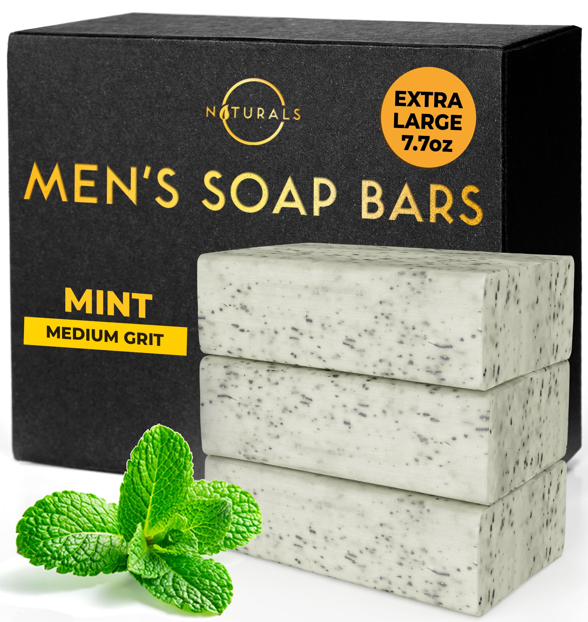 O NATURALS 7.76 oz (3PC) Exfoliating Soap Bar Cedarwood - Heavy Grit Mens Soap - All Natural Exfoliation Bar Soap for Men - Apri