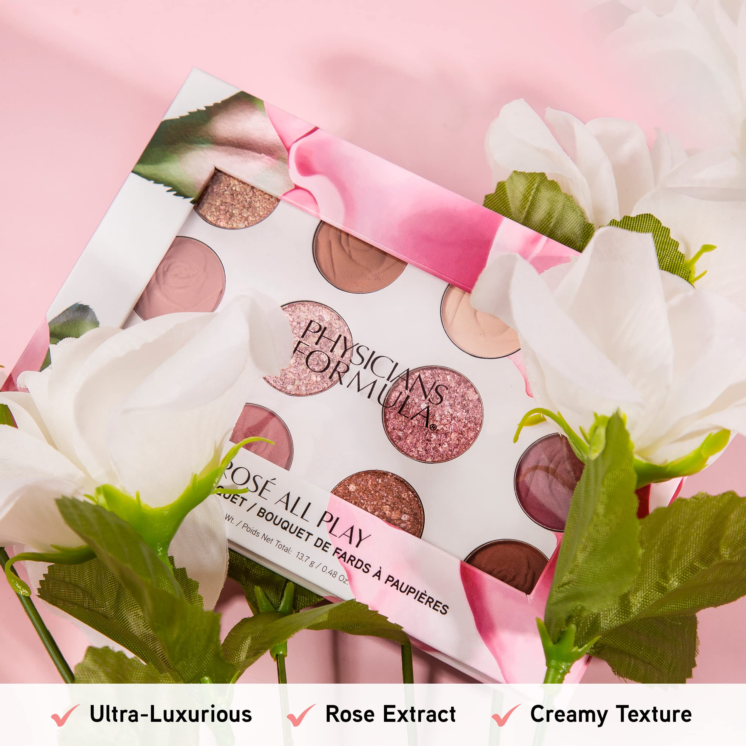 Physicians Formula Rosé All Play Eyeshadow Palette, 12 Pan, 0.48 oz, Bouquet, Ideal for Vibrant Eye Makeup Looks
