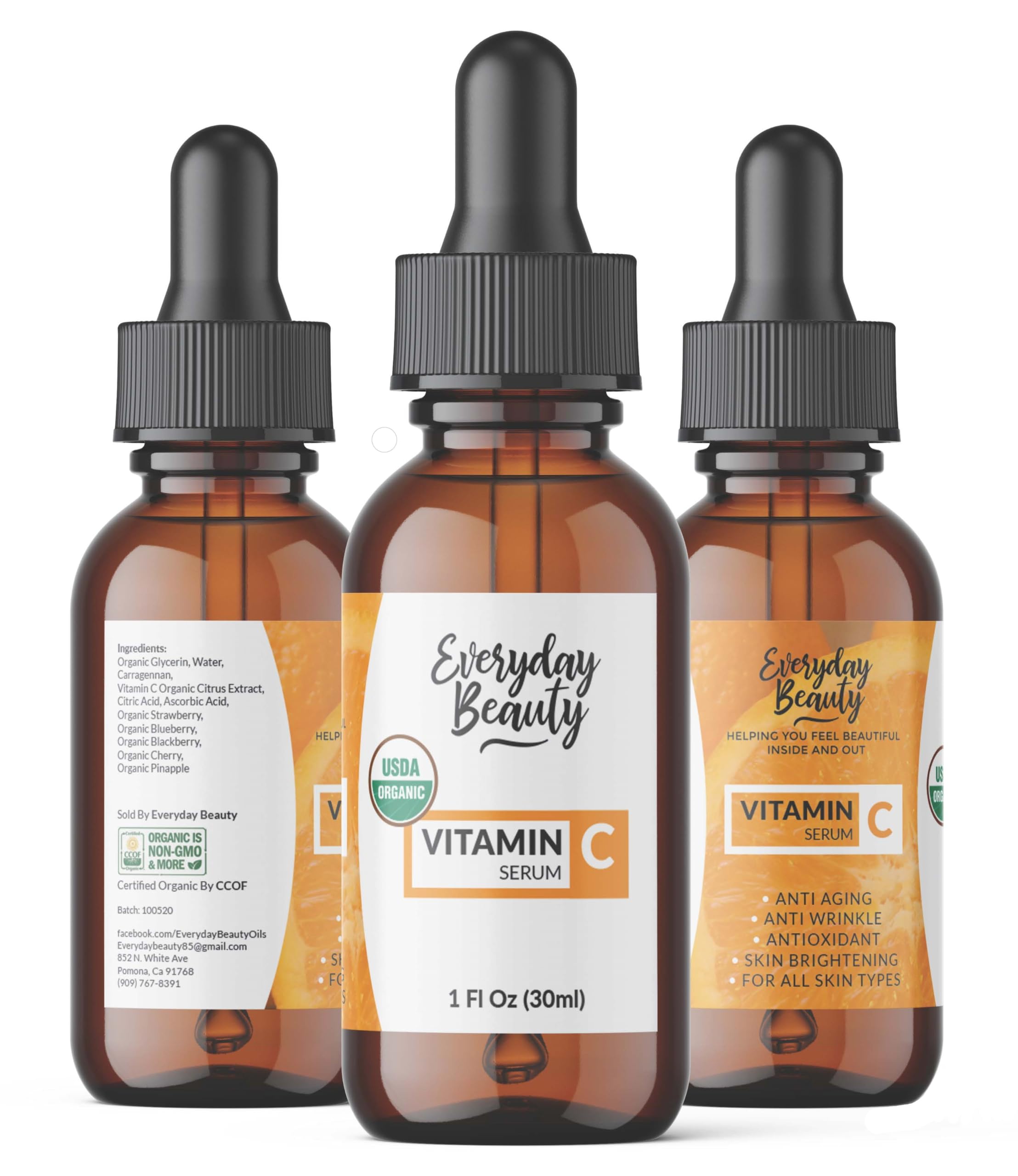Organic Vitamin C Serum for Face - USDA Certified Facial Serum - Anti Aging For Fine Lines & Wrinkles - Potent Botanical Ingredi