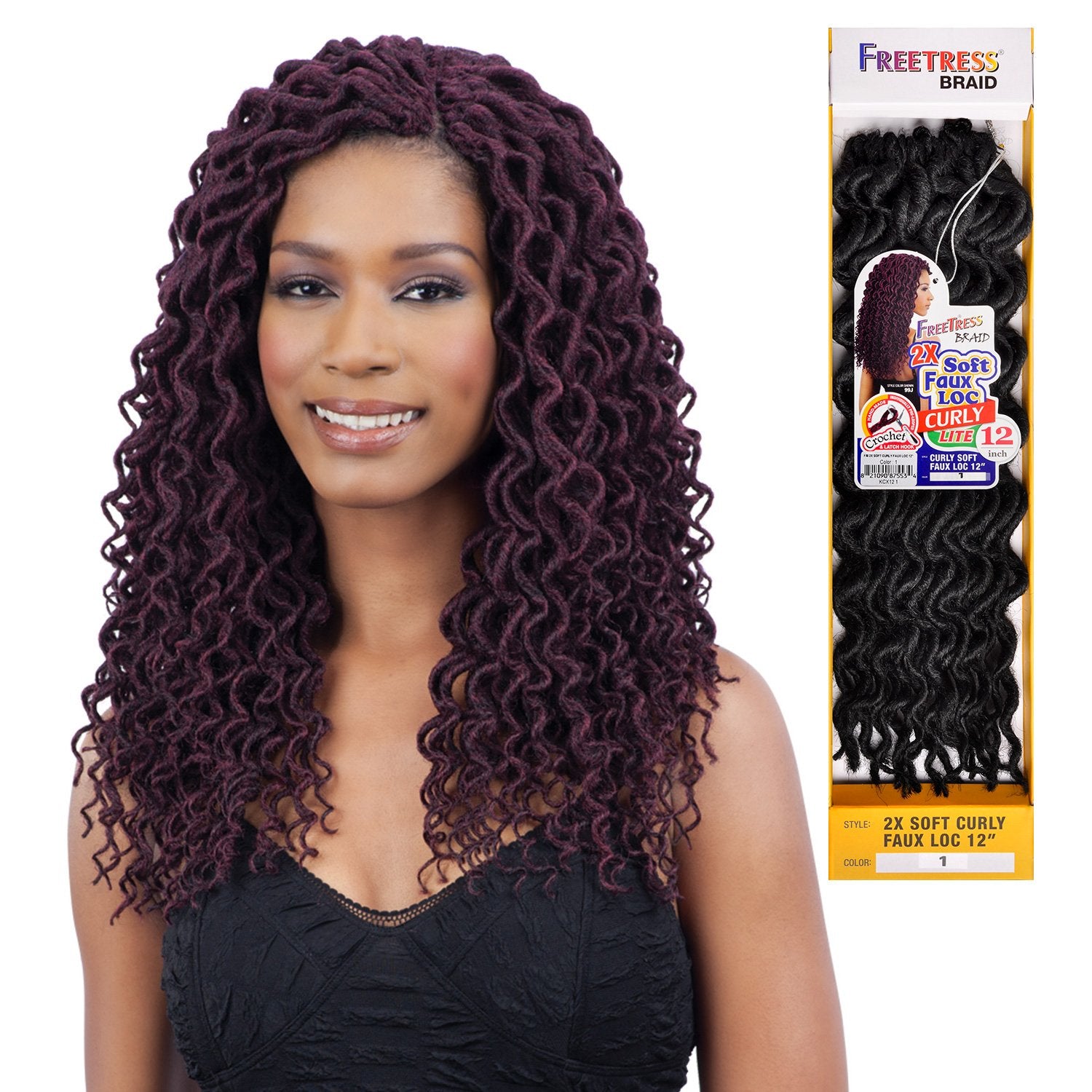 Freetress Braids 2X Soft Curly Faux Loc 12'' Synthetic Crochet Braid (Color - 33)