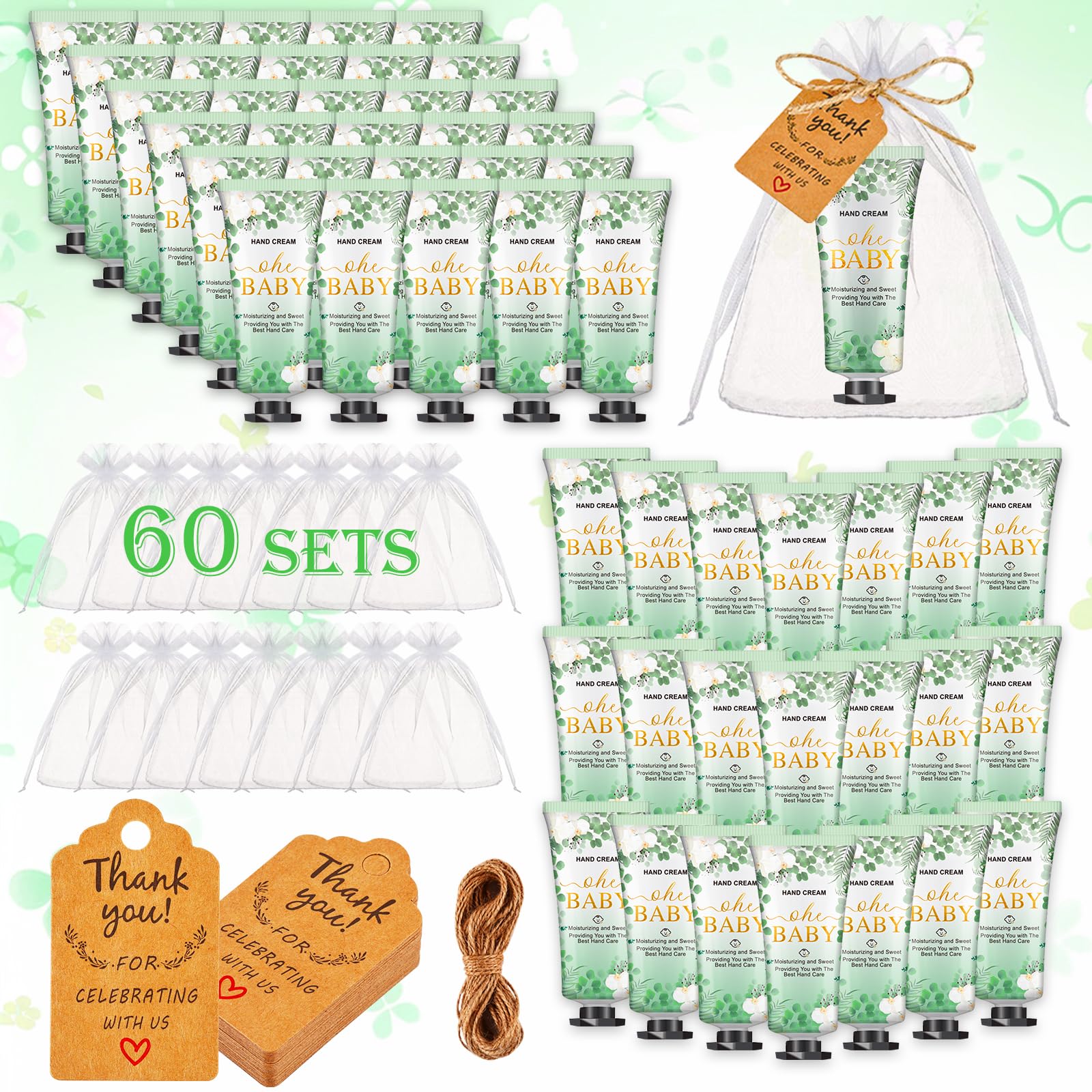 60 Sets Baby Shower Hand Cream, Wedding Hand Cream Gifts, Baby Shower Party Favors Gifts For Guests Bridal Shower, Travel Size H