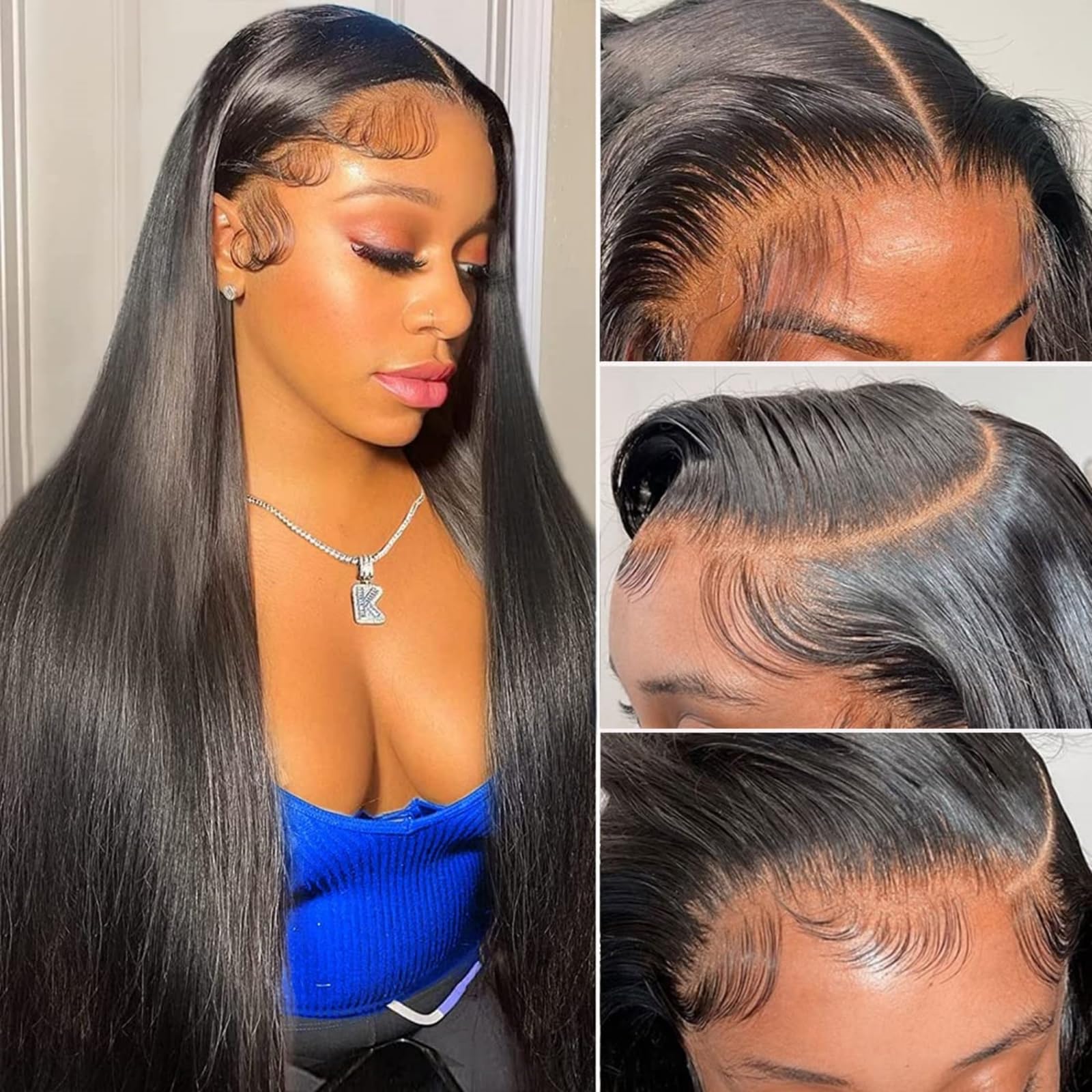 13x4 Lace Front Wigs Human Hair Pre Plucked with Baby Hair 150% Density Straight Brazilian Virgin Frontal Wigs Human Hair 13x4 G