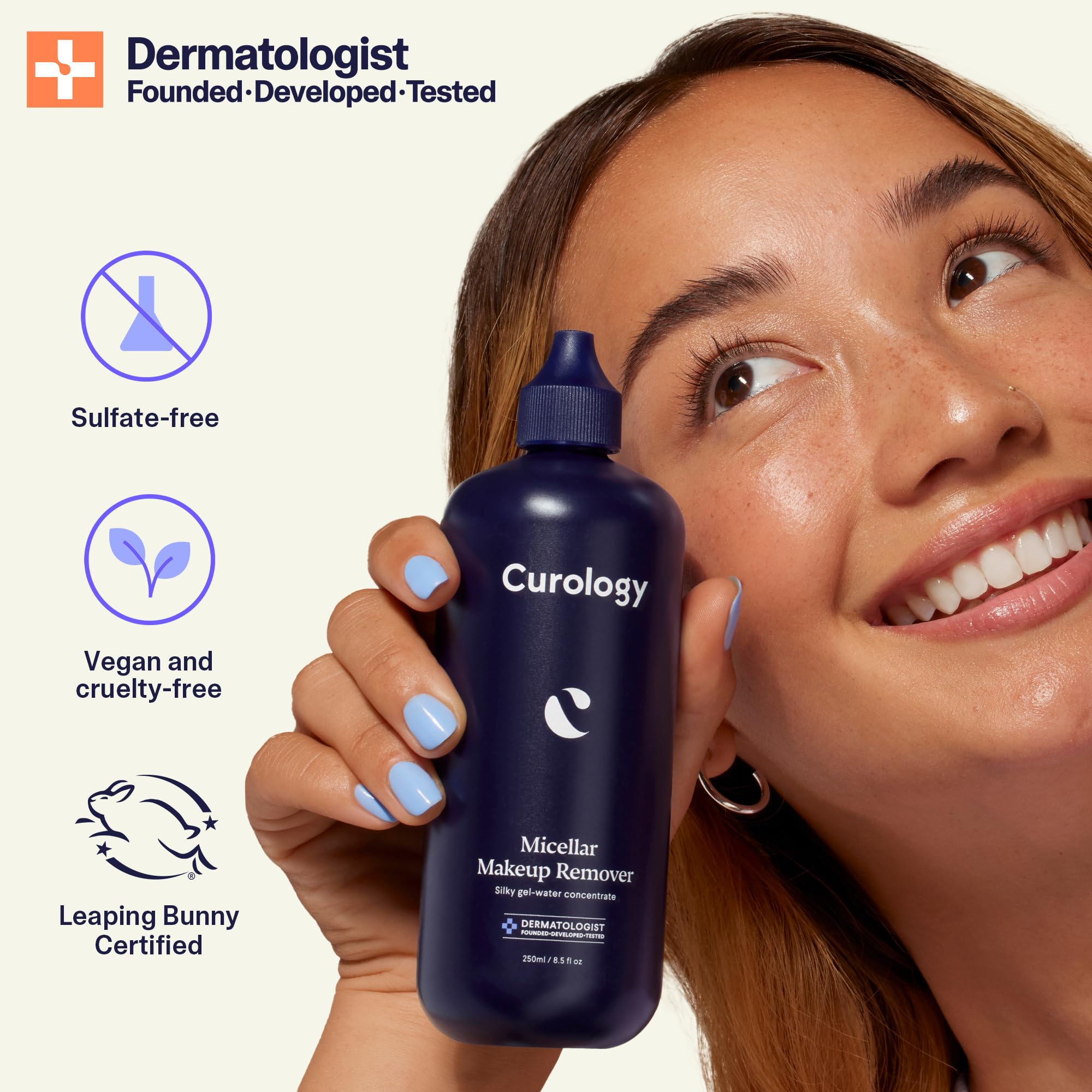 Curology Micellar Water Makeup Remover - Gentle, Hydrating Cleansing Water, 8.5 fl oz, Waterproof for Eye and Face Makeup