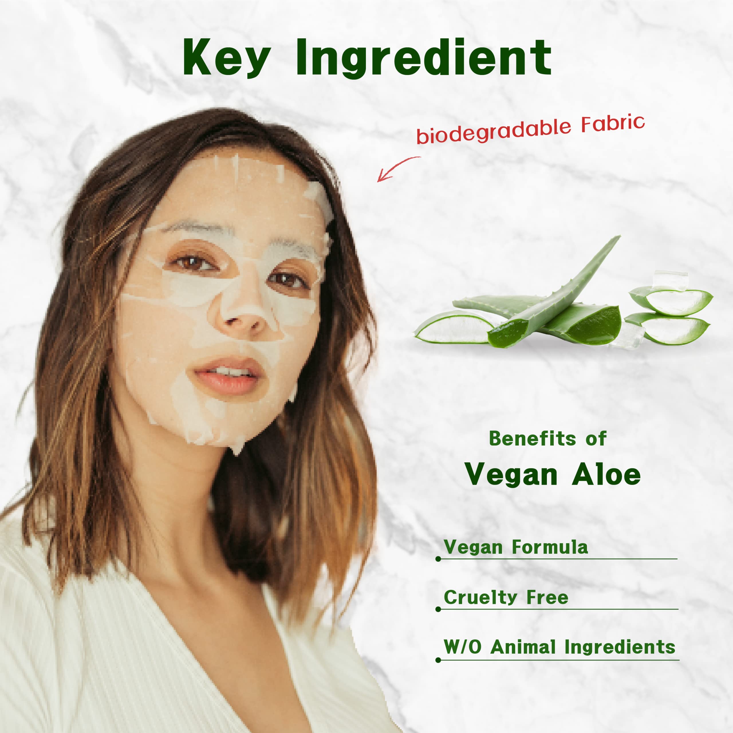 Purederm Vegan Aloe Sheet Masks (12 Packs) - Facial Sheet Mask For Soothing & Hydrating Treatment