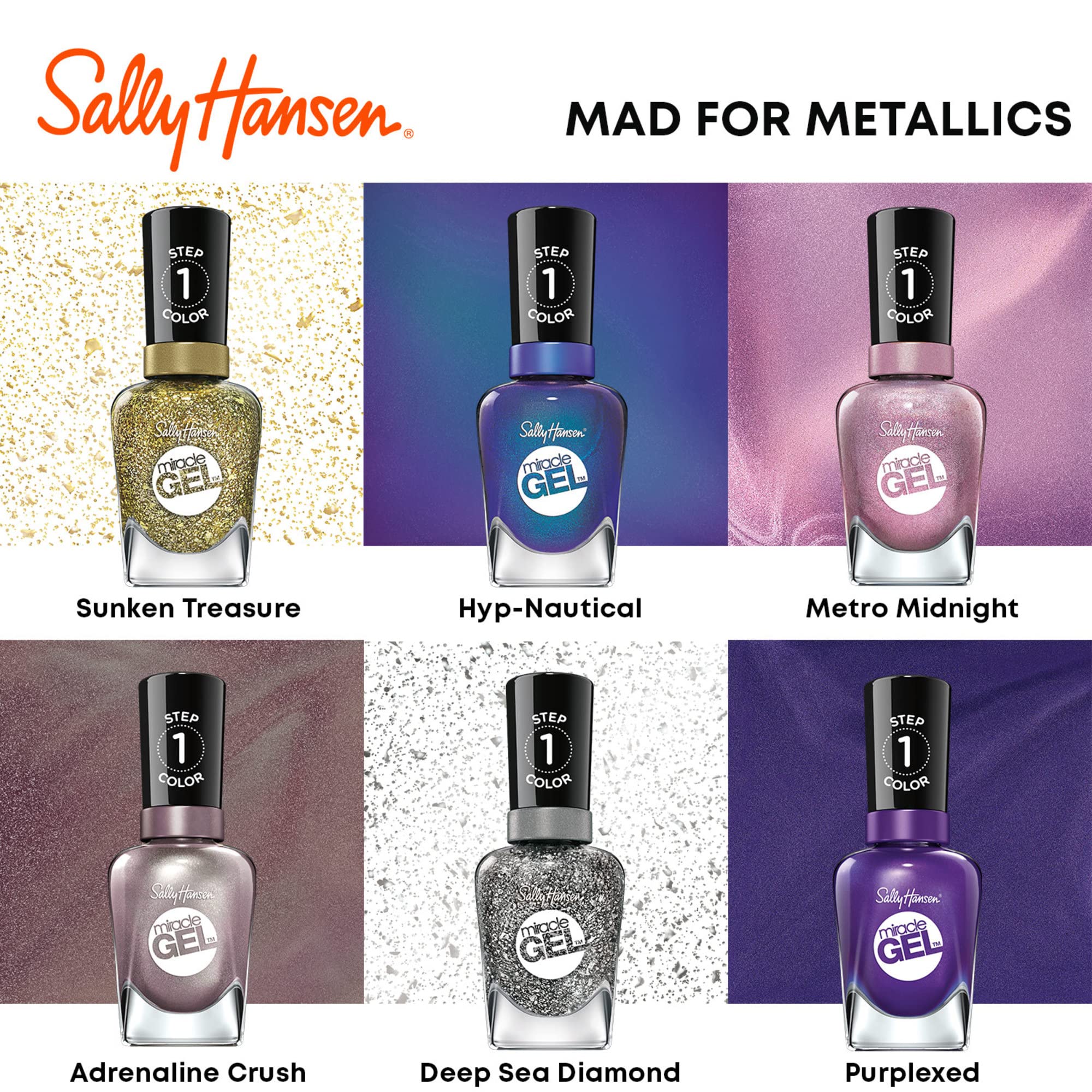 Sally Hansen Miracle Gel Nail Polish, Shade Game Of Chromes 149 (Packaging May Vary)