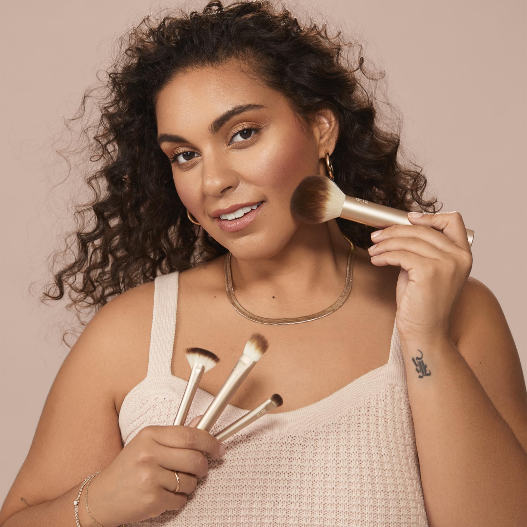 Real Techniques Au Naturale Makeup Brush Kit, For Liquid, Cream, & Powder Foundation, Eyeshadow, Blush, & Contour, Premium Quali