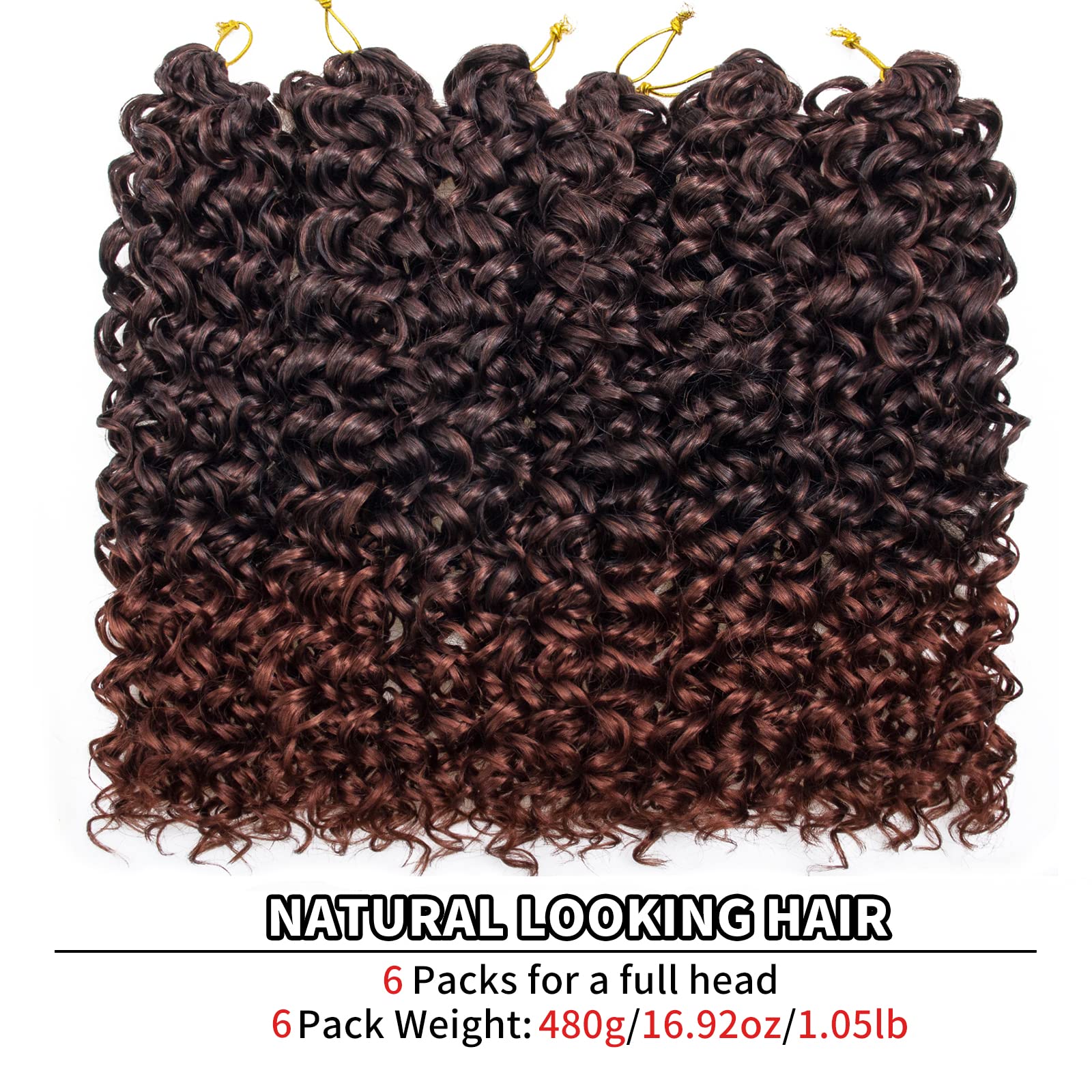 Curly Crochet Hair Water Wave Gogo Curl Crochet Hair Deep Wave Wavy Braids Beach Curl Crochet Hair For Women (18 Inch(Pack Of 6)