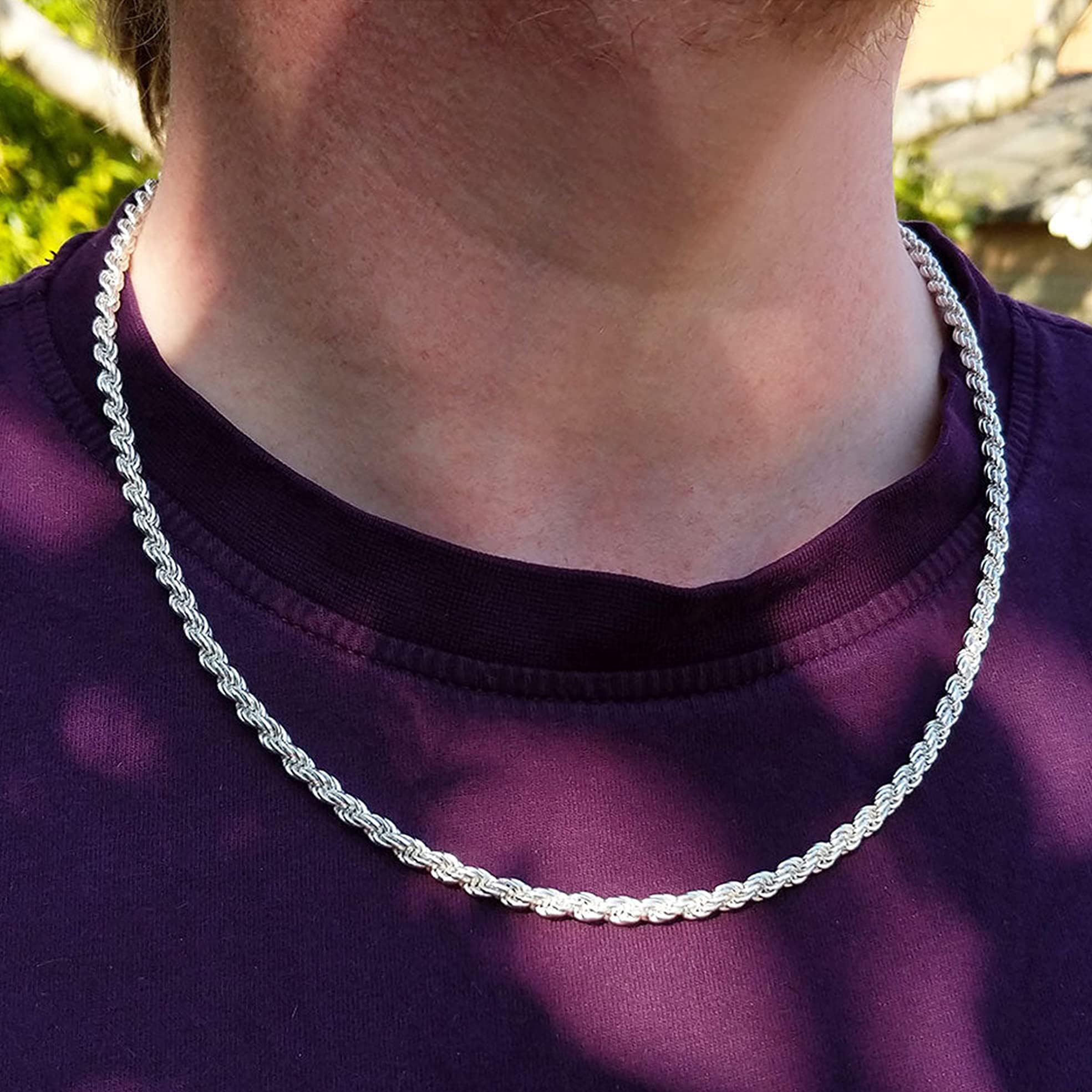 Waitsoul 925 Sterling Silver Rope Chain Lobster Clasp 5mm Silver Chain for Women Men Silver Necklace Chain 24 Inch