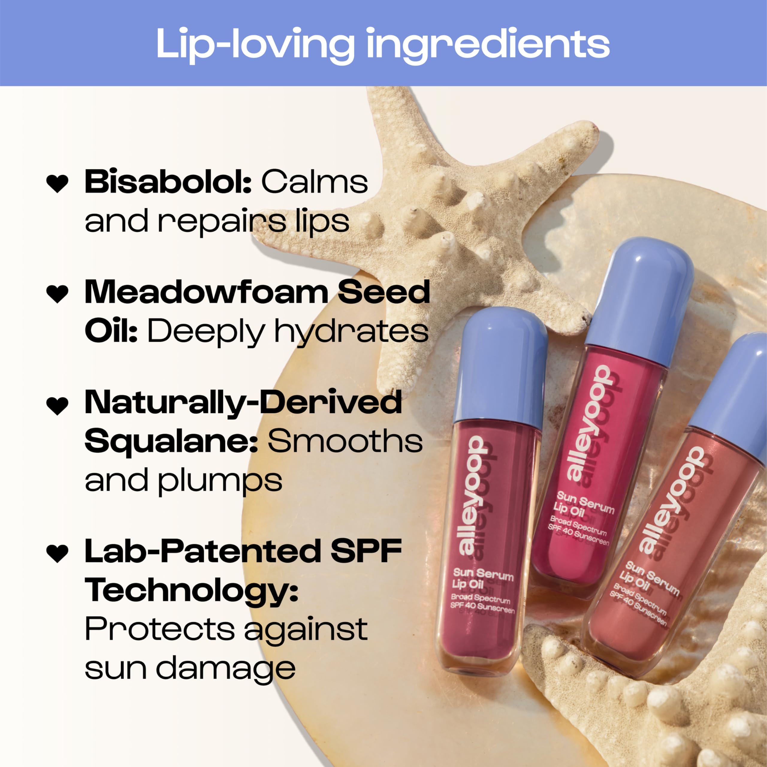 ALLEYOOP Sun Serum Lip Oil SPF 40 - Tinted Lip Oil with SPF, Hydrating Tinted Lip-Moisturizer for Women, Lips Sunscreen for Crac