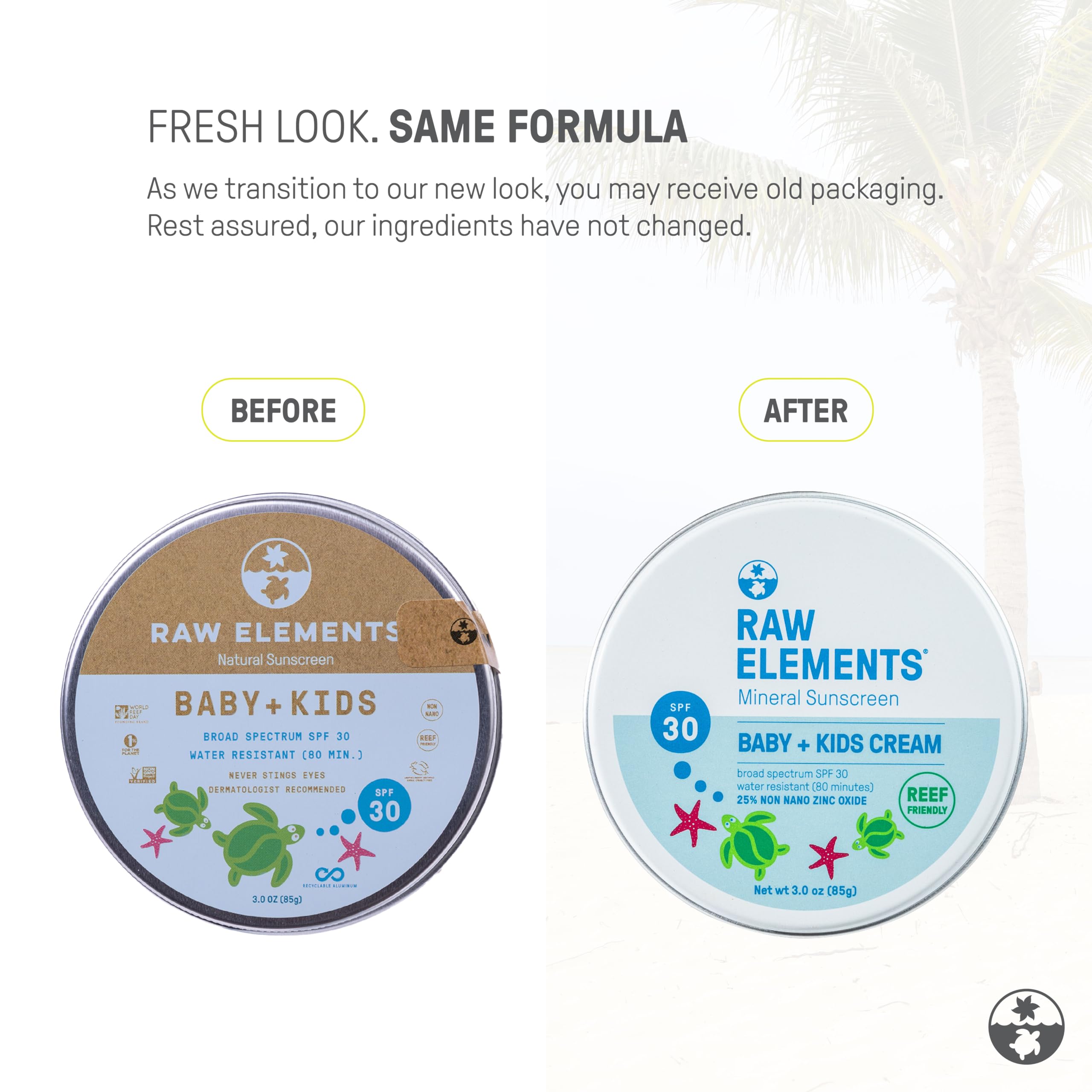 Raw Elements Baby & Kids Spf 30 Organic Sunscreen Tin, Non-Nano Zinc Oxide, Reef-Safe, Cruelty-Free, Gluten & Nut Free, Travel S