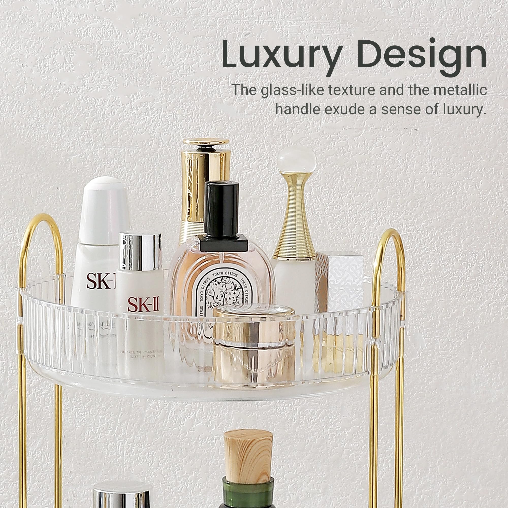 Rotating Makeup Organizer For Vanity, Large Skincare Make Up Storage Perfume Organizers For Bathroom Counter, Clear Cosmetic Dre