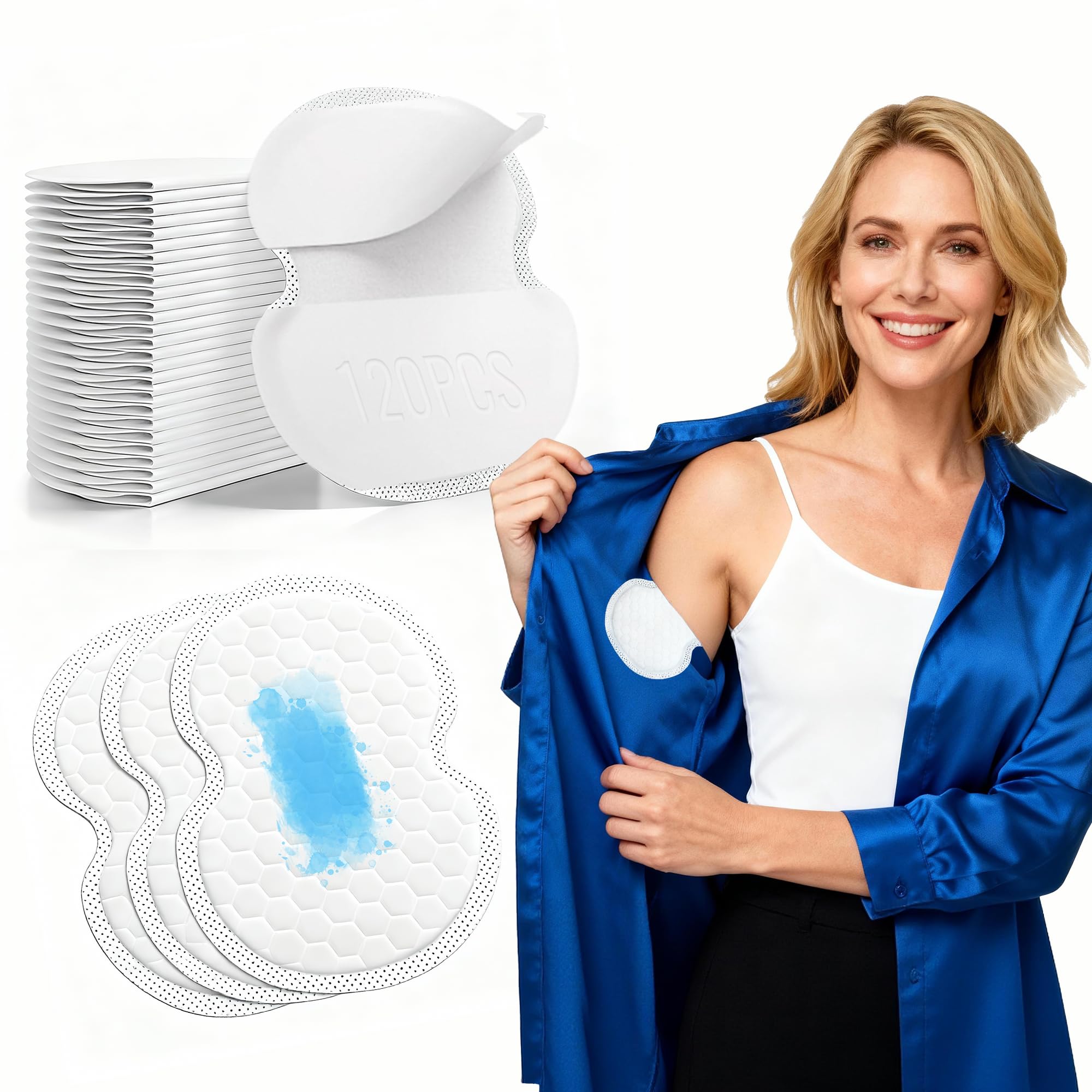 ANKEXIN Armpit Sweat Pads, 120 PCS Underarm Sweat Pads for Women and Men, Disposable Clothing Liners for Stain Prevention, Ultra