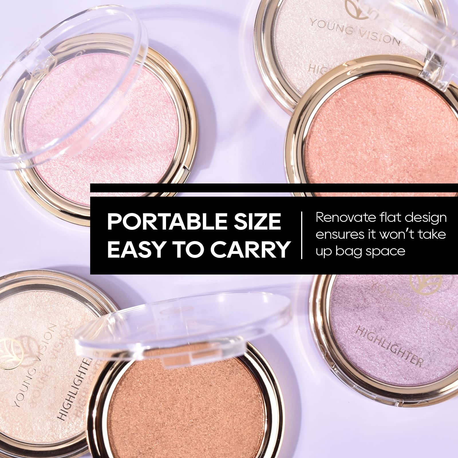 Freeorr Baked Highlighter Powder Palette, Makeup Highlighter Powder Palette Sheer Shimmering Finish Face Highlighters Makeup Ilu