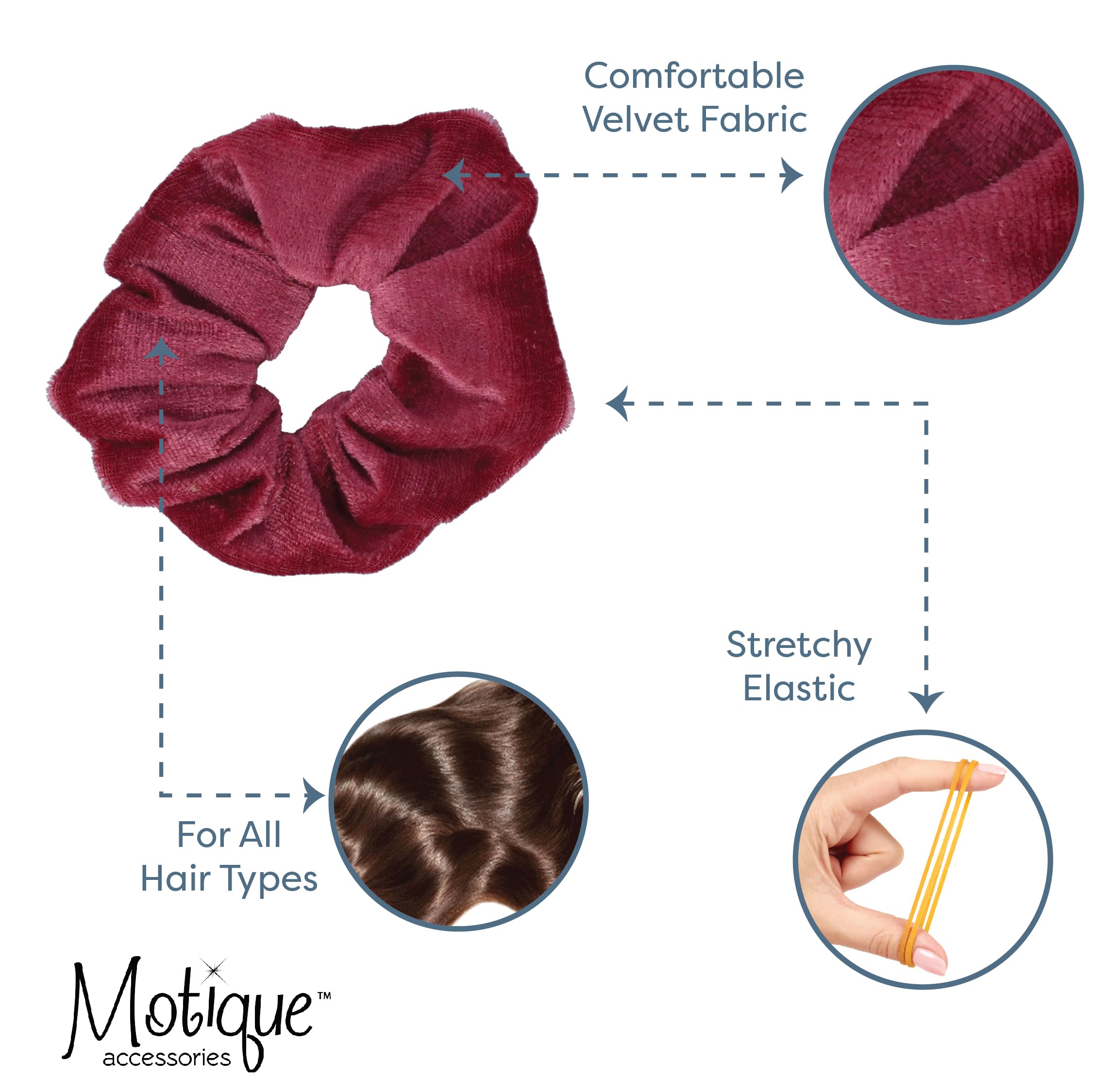 Velvet Solid Scrunchies - Set Of 2 (Mauve)