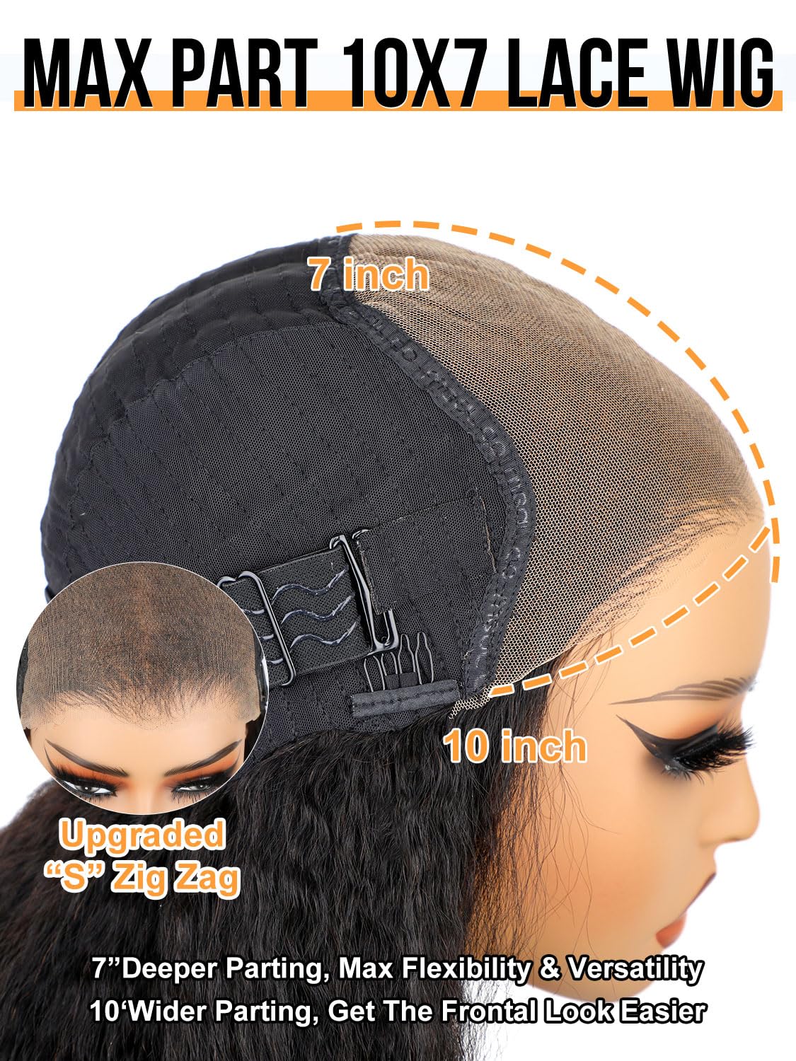 Domiso 24 Inch Max Part10X7 Kinky Straight Glueless Wigs Human Hair Pre Plucked Pre Cut Lace Front Wigs Human Hair Knots Bleache