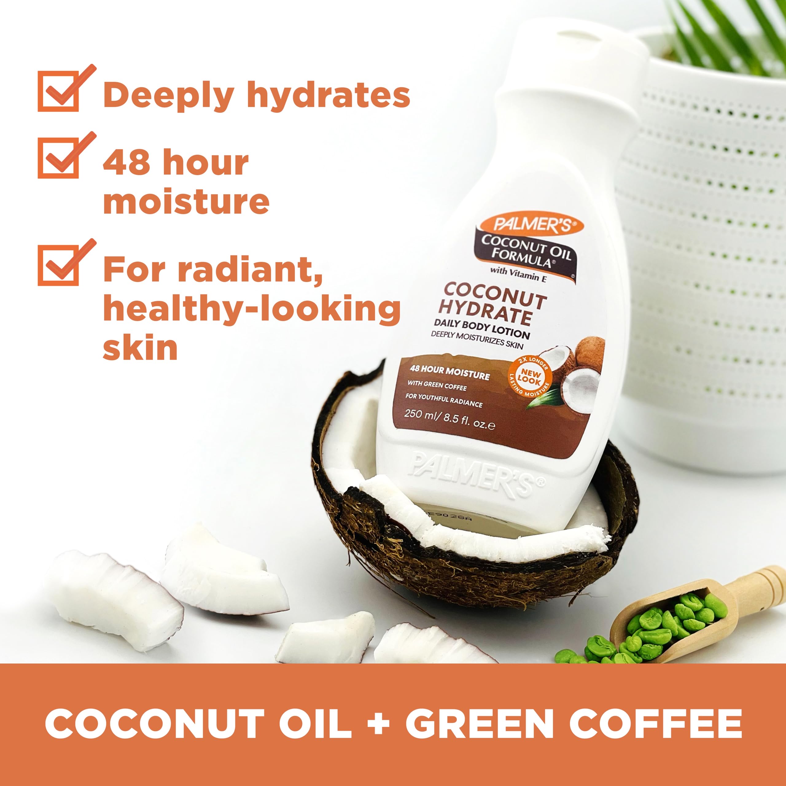 Palmer's Coconut Oil Formula Body Lotion for Dry Skin, Hand & Body Moisturizer with Green Coffee Extract & Vitamin E, Flip Cap B