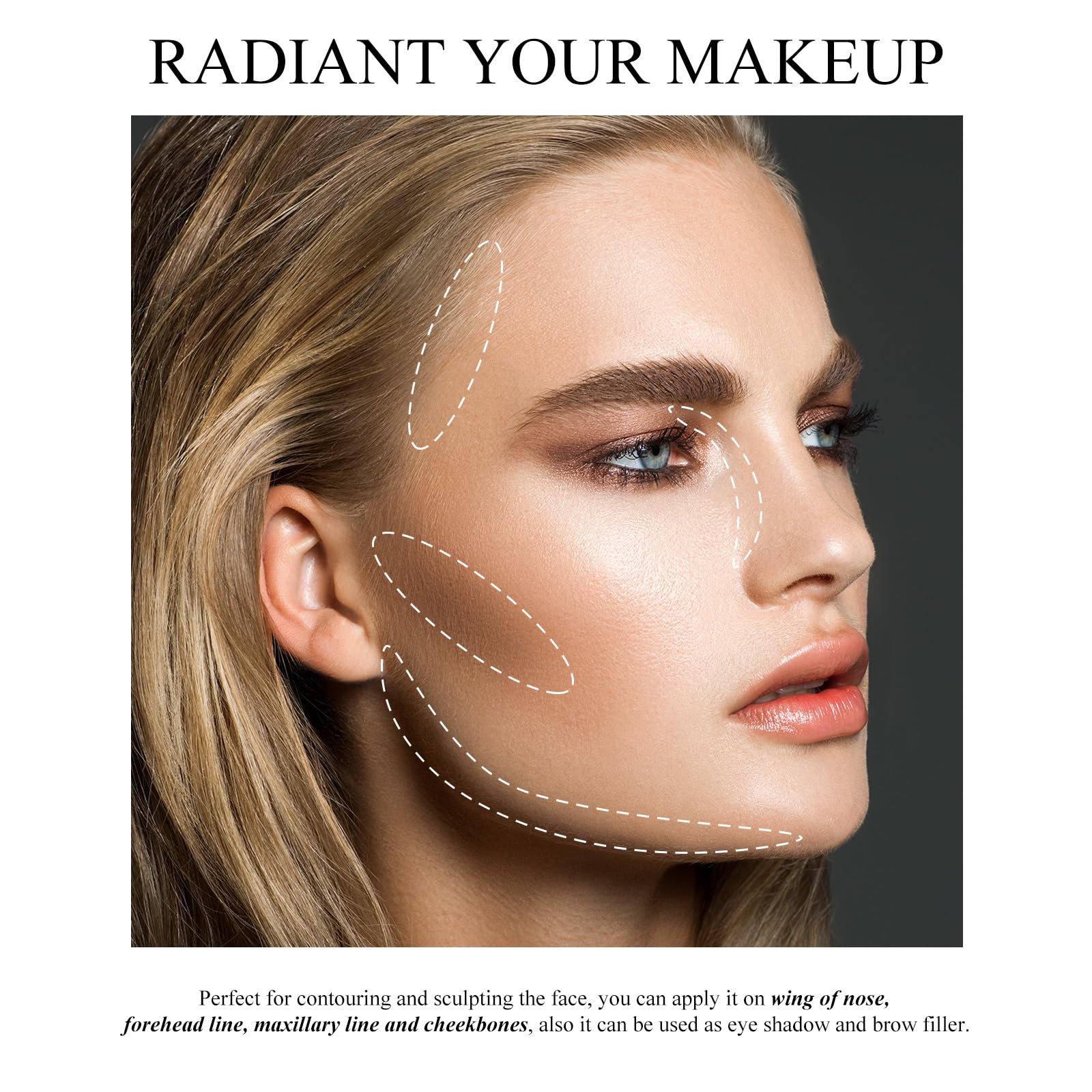 Kyda Face Sculpting Contour Palette, Smooth Matte Contour Pressed Powder, Ultra-Fine Lightweight, Easy To Blend, Multiuse Baked