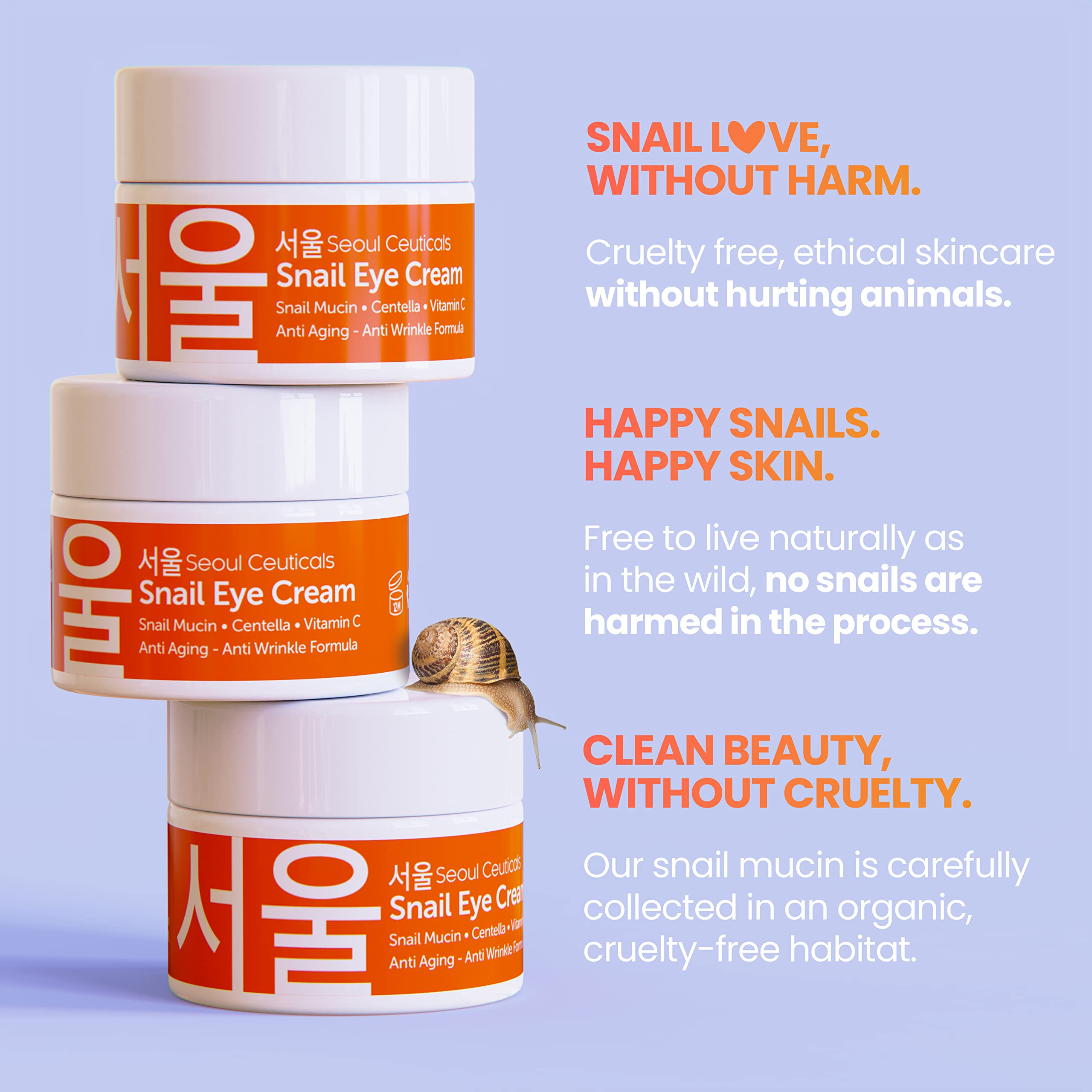 Seoulceuticals Korean Skin Care Snail Eye Cream - 975% Snail Mucin Korean Beauty Skincare Anti Aging Under Eye Anti Wrinkle Eye