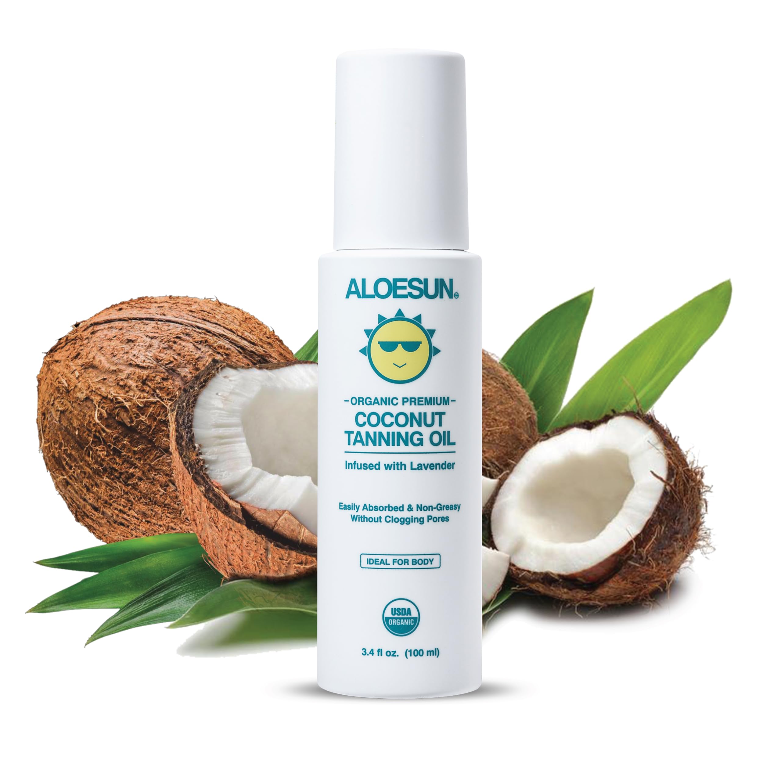 ALOESUN Organic Coconut Tanning Oil Spray Infused with Organic Lavender Oil | Natural Deep Tanning Accelerator | Moisturizing & 
