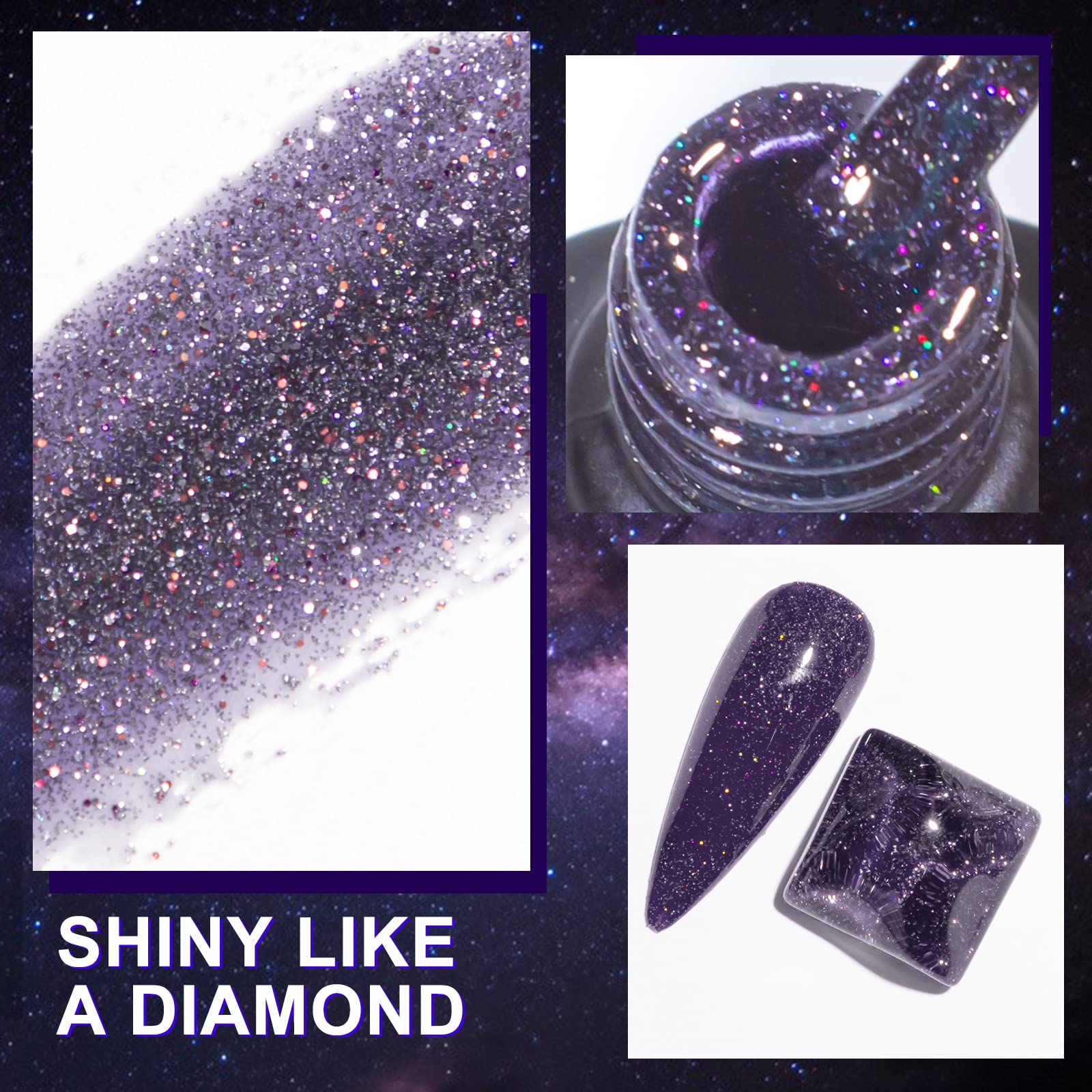 MIZHSE Glitter Gel Nail Polish Kit, 12 Pcs 7ml, Reflective Sparkly Colors for Home Manicure & Nail Art, MKL-008