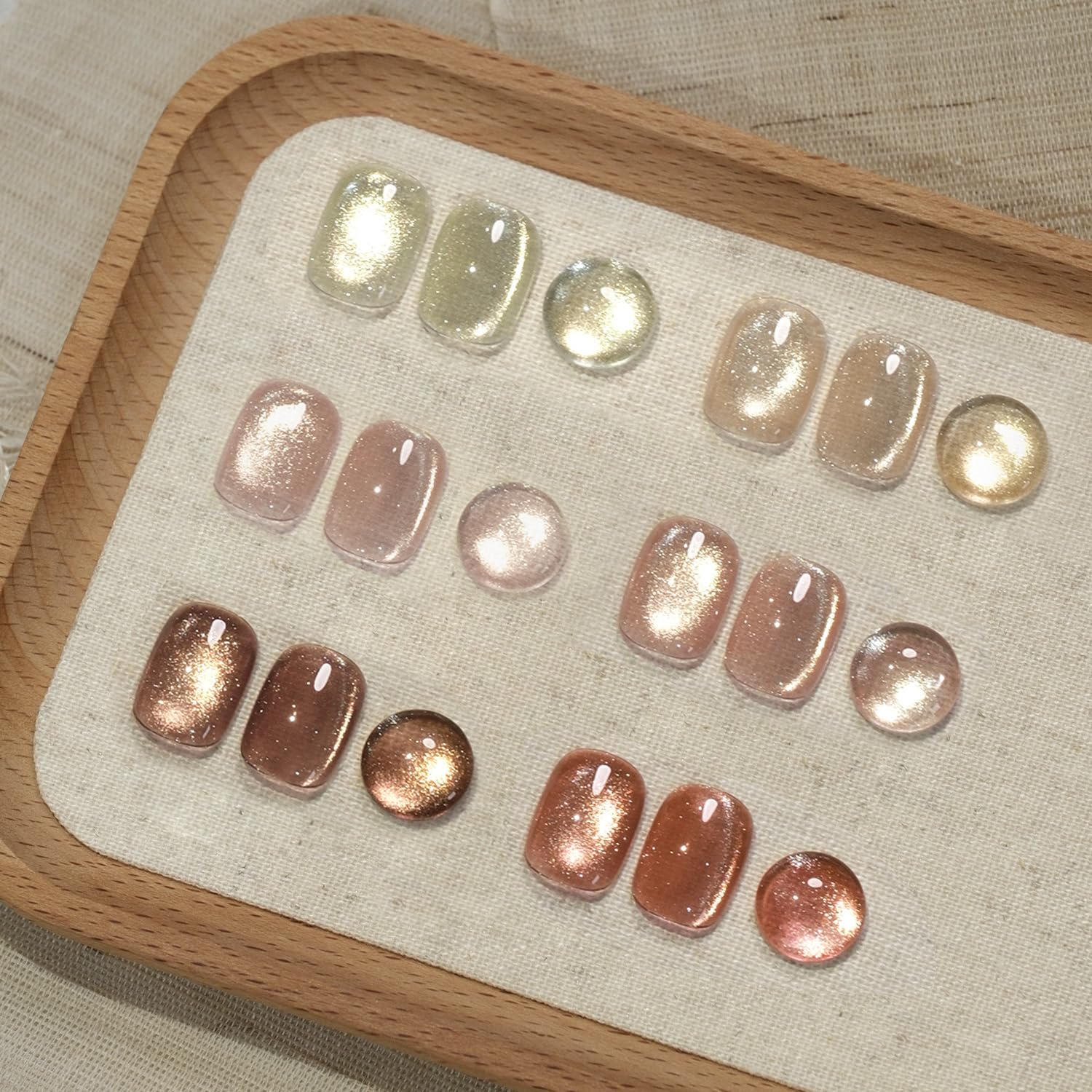 Gaoy Glitter Cat Eye Gel Nail Polish Set With Magnet, Sliver, Brown, Pink, Coral Holographic Cat Eye, Salon Gel Manicure And Nai