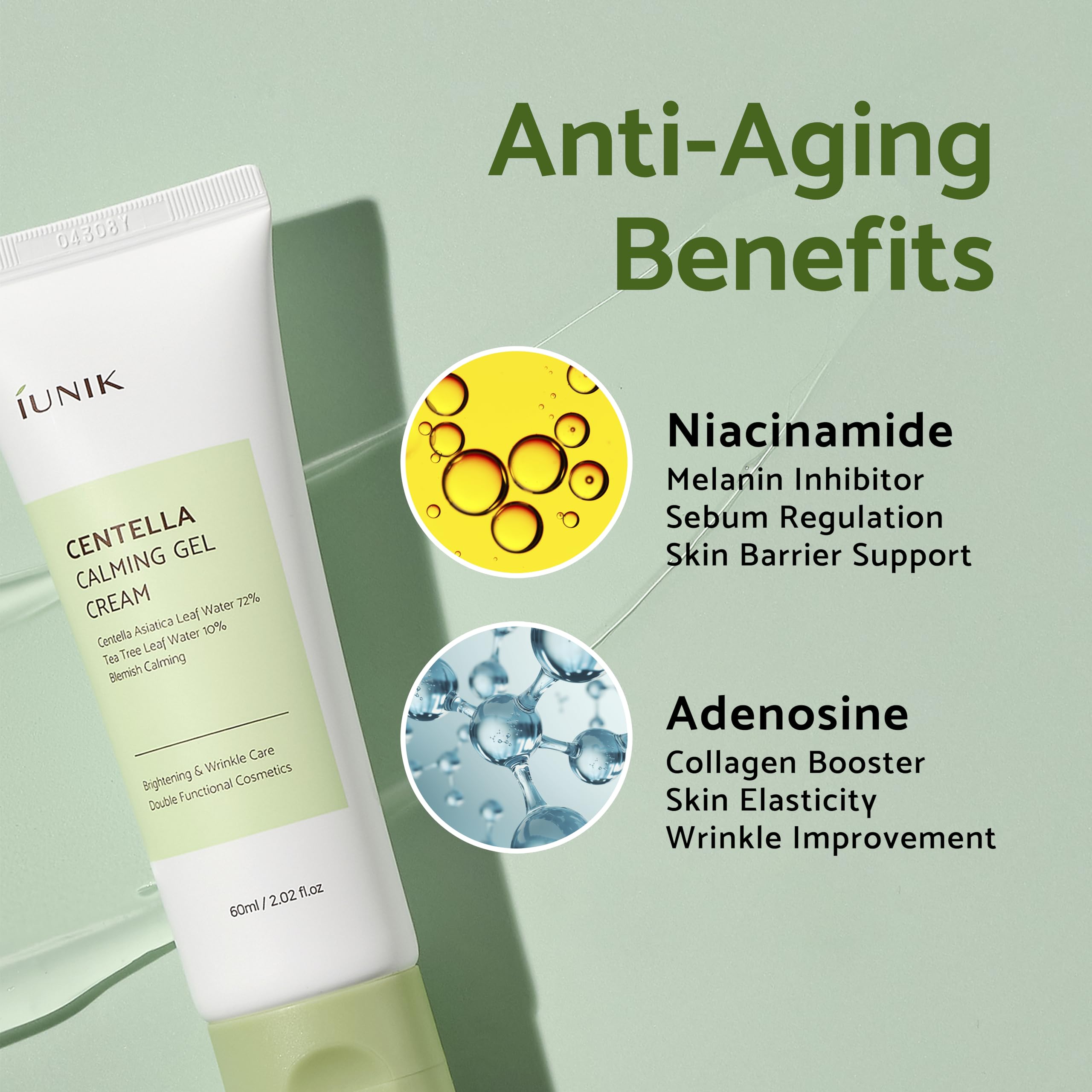 Iunik Centella Edition Skincare Set (Cream 2.02 Fl.Oz. & Mini Serum 0.51 Fl.Oz.) - Centella Asiatica And Tea Tree Leaf Waters To