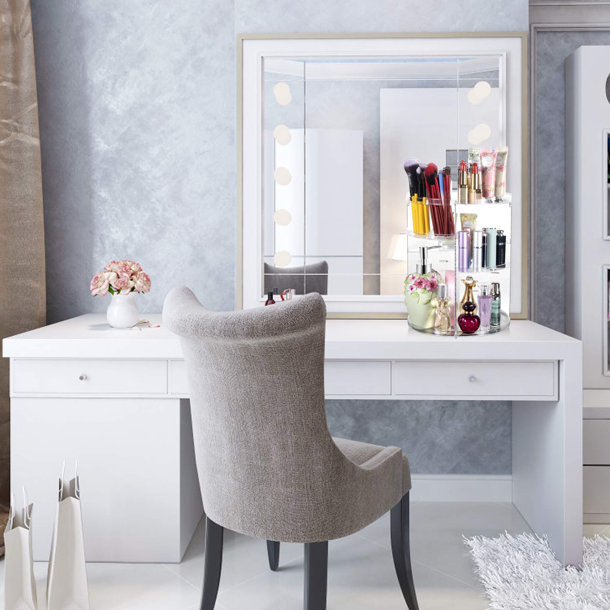 Coyaho 360 Rotating Makeup Organizer, Spinning Bathroom Organizer Countertop, Cosmetic Holder Shelf, Make Up Organizers And Stor